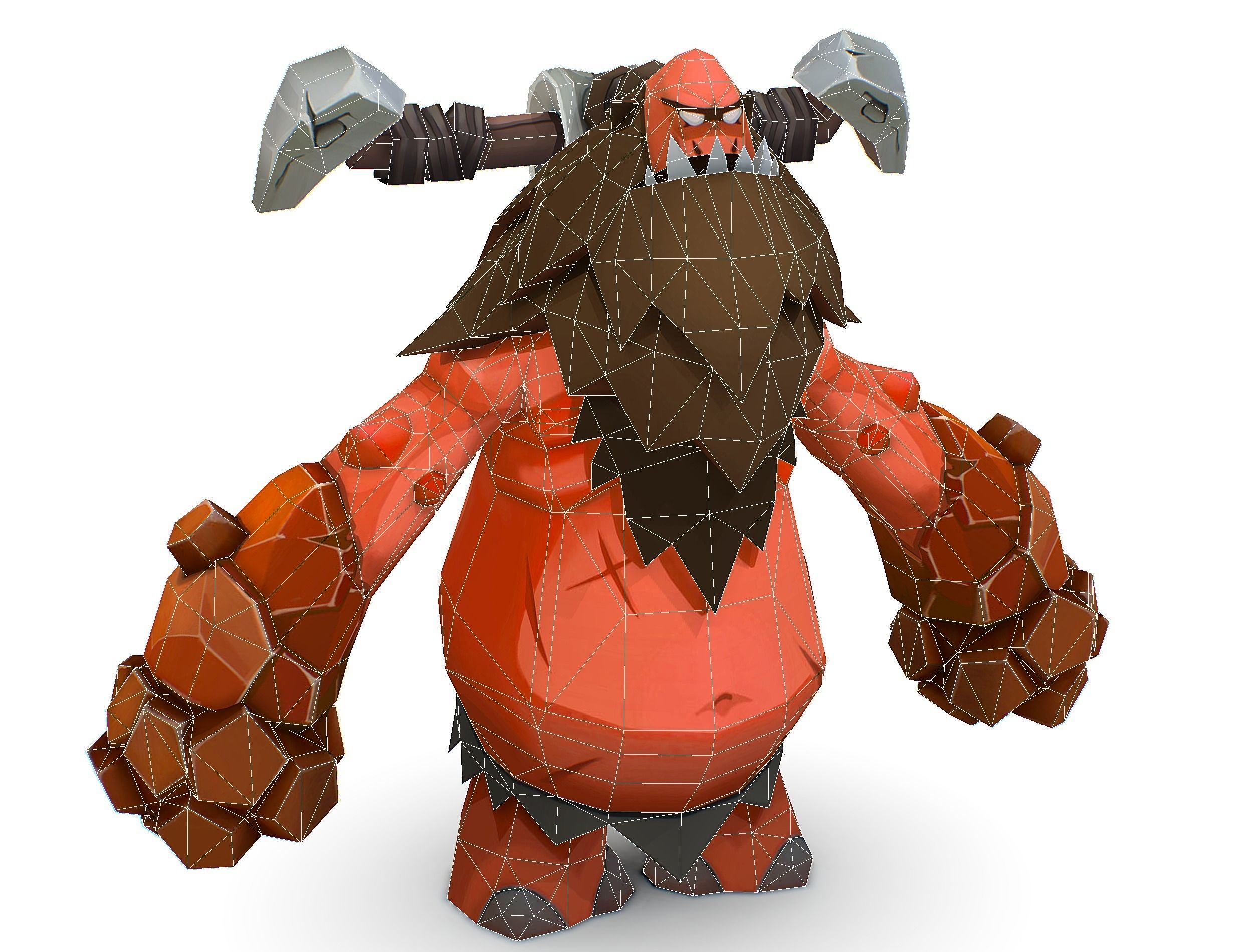 Red Giant Golem Troll Snowman Viking Warrior Iceman Low-poly 3D model_31