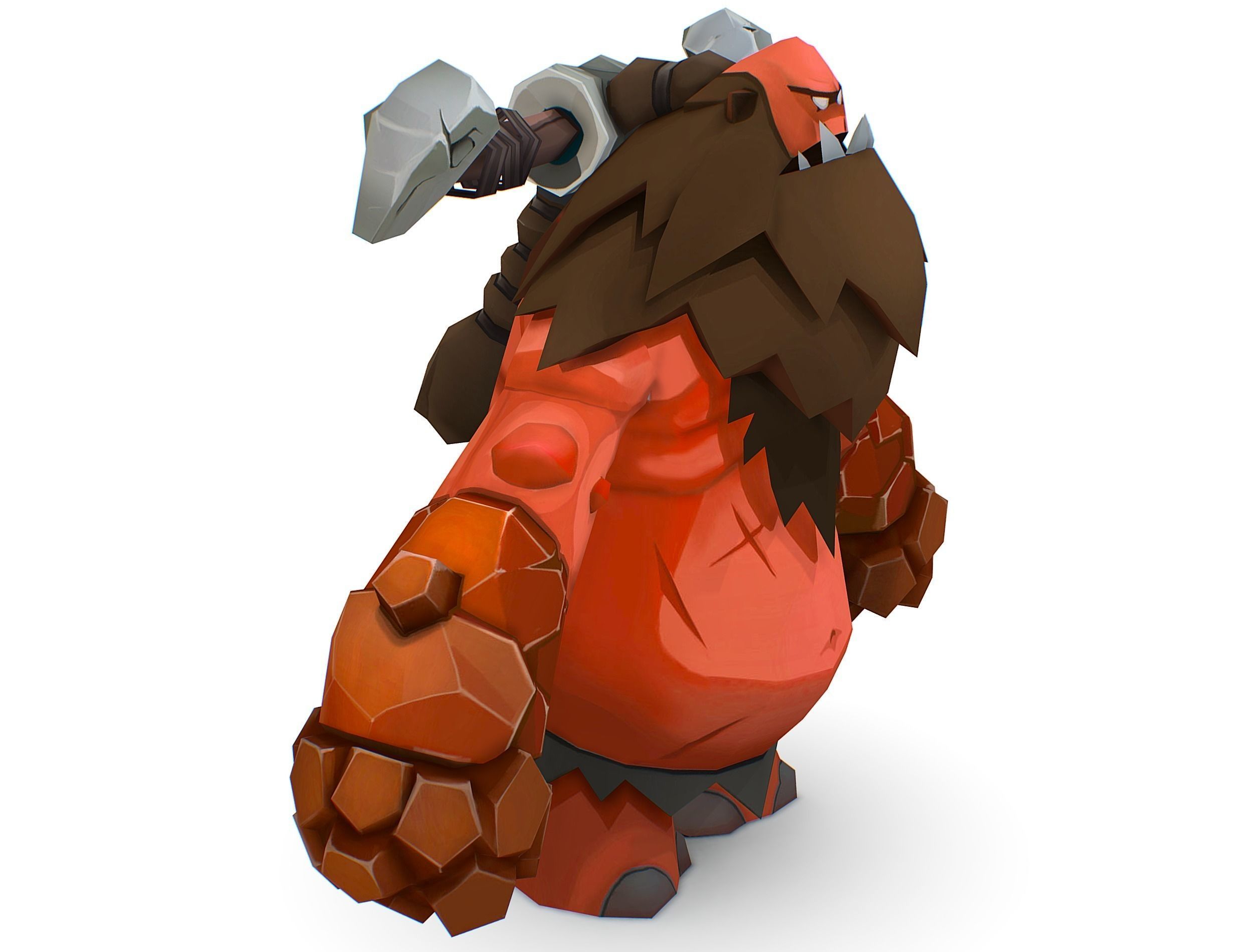 Red Giant Golem Troll Snowman Viking Warrior Iceman Low-poly 3D model_2
