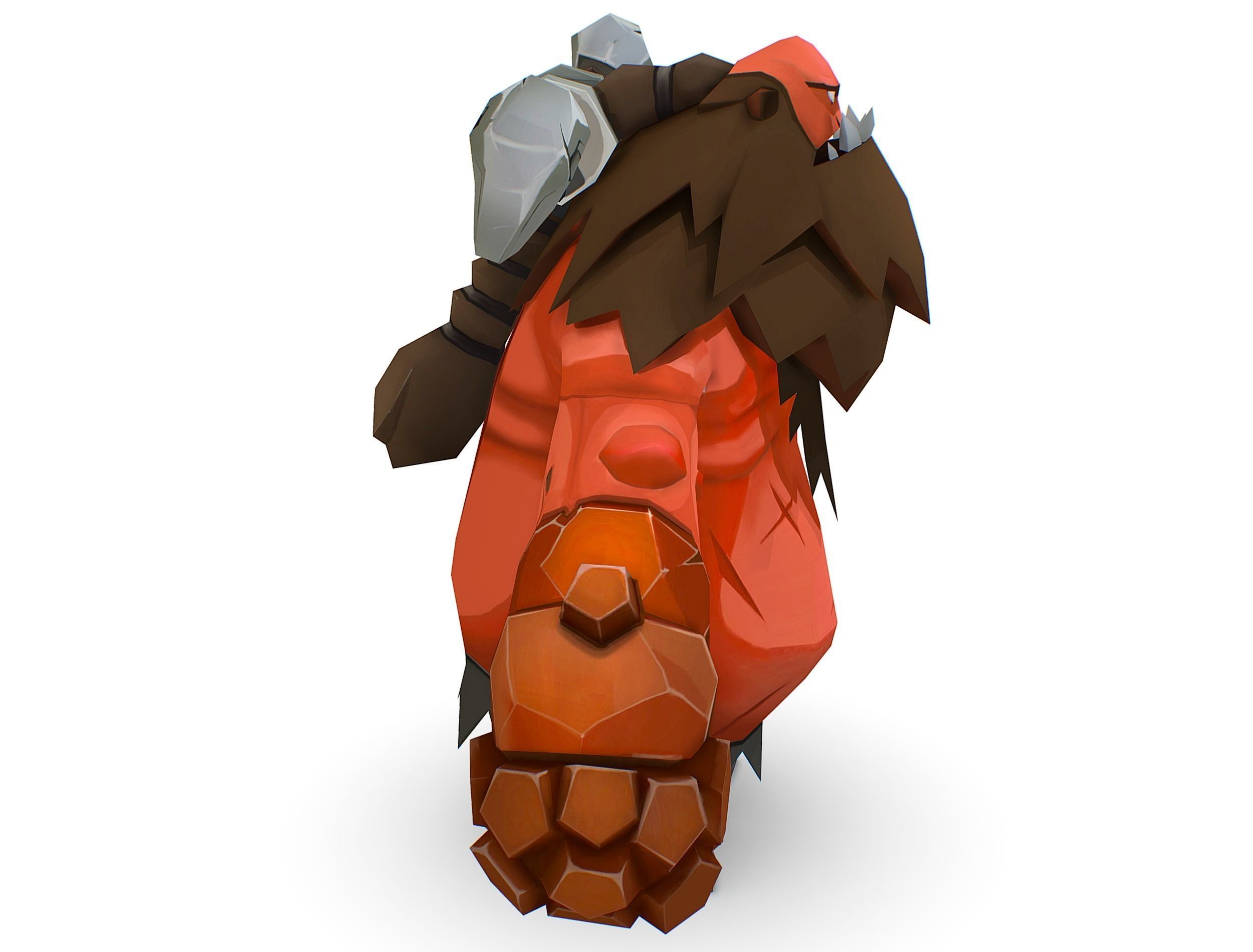 Red Giant Golem Troll Snowman Viking Warrior Iceman Low-poly 3D model_4
