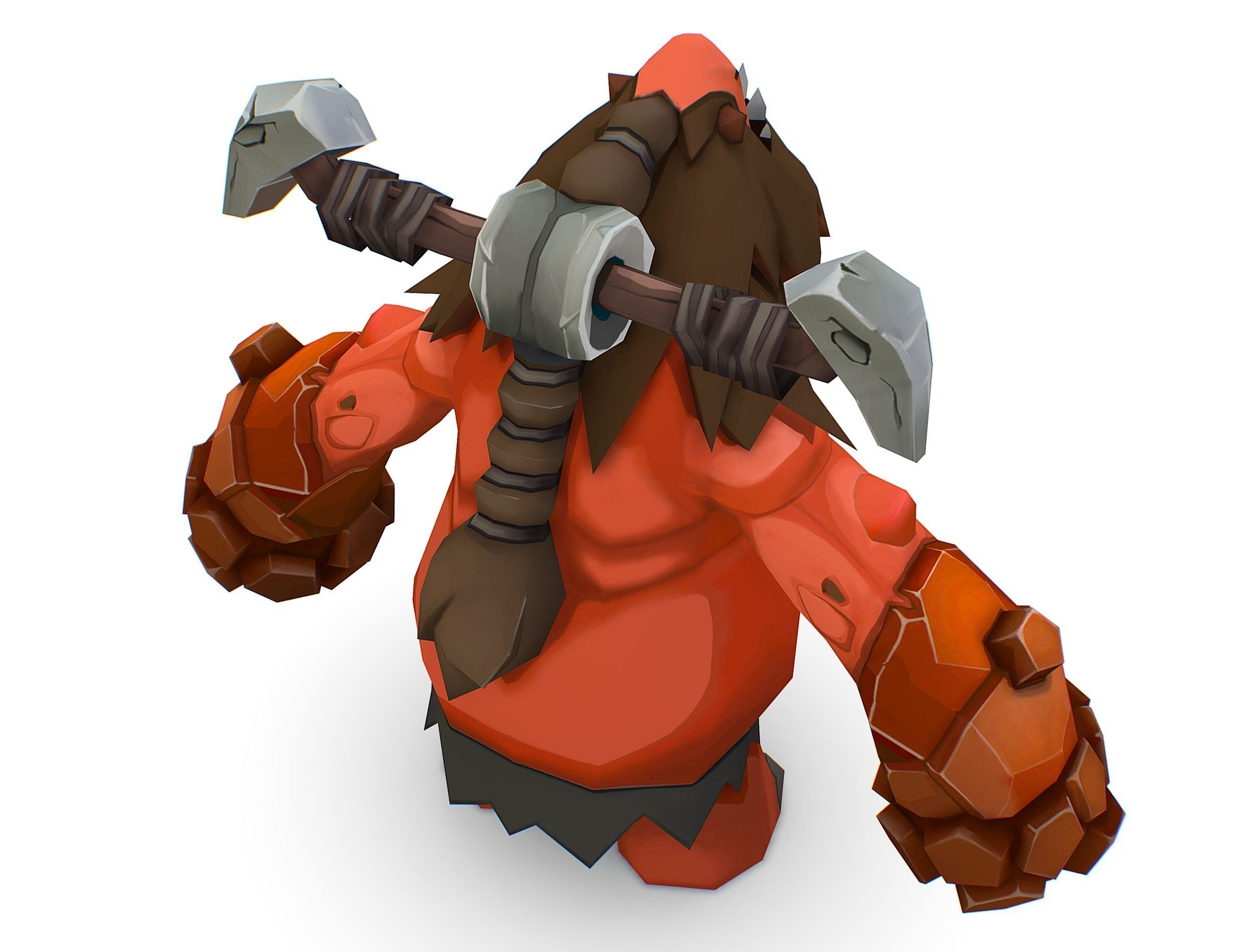 Red Giant Golem Troll Snowman Viking Warrior Iceman Low-poly 3D model_30