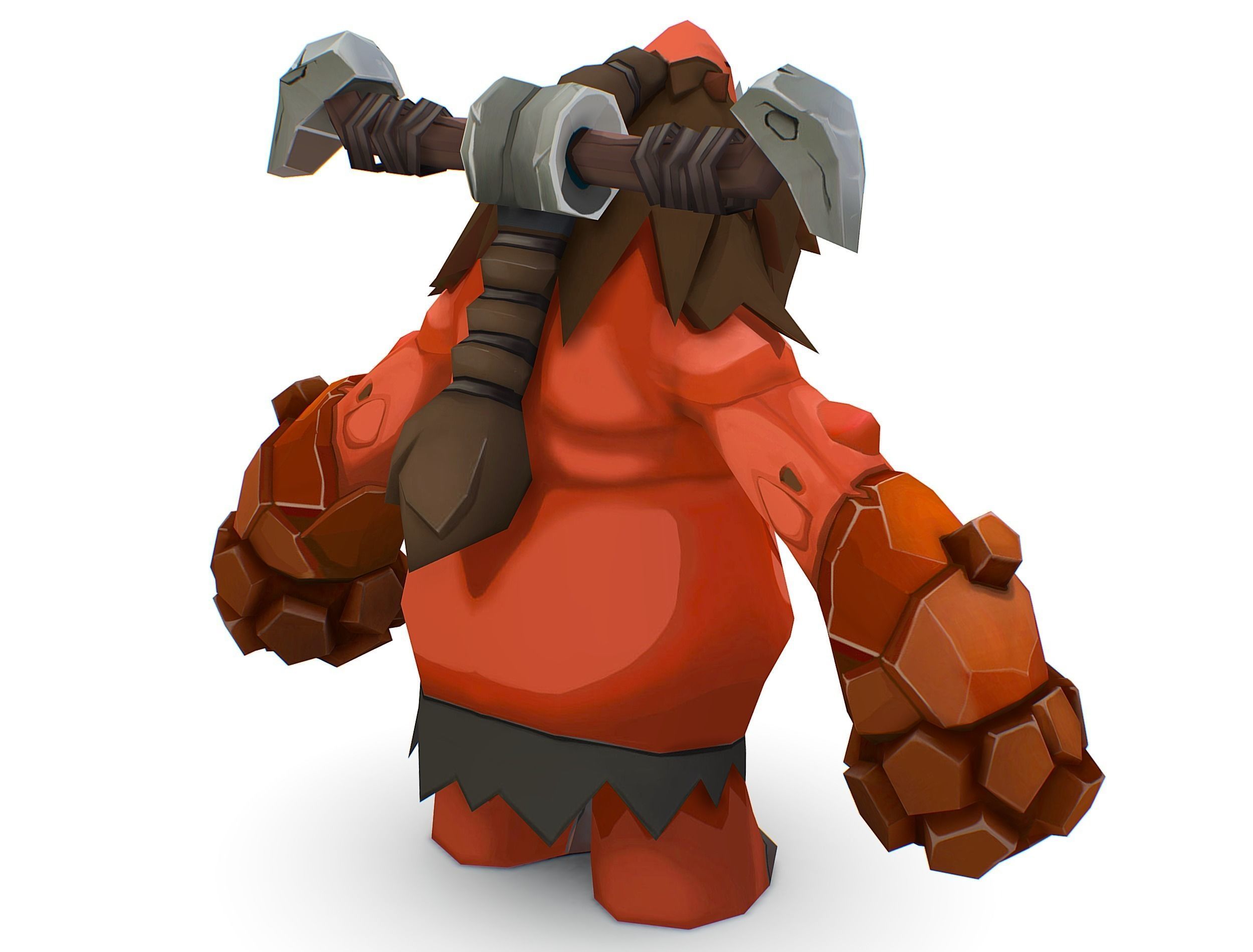 Red Giant Golem Troll Snowman Viking Warrior Iceman Low-poly 3D model_8
