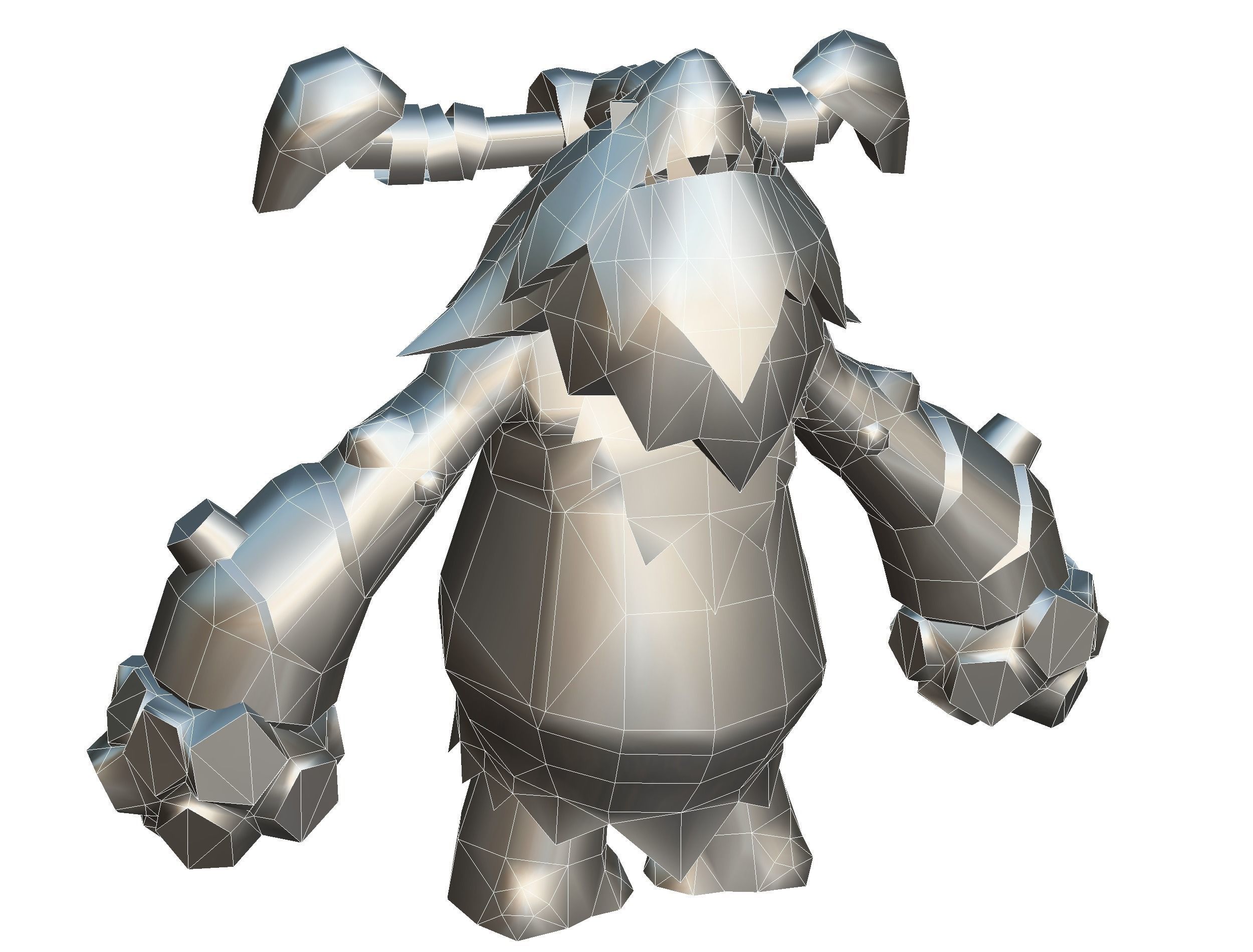 Red Giant Golem Troll Snowman Viking Warrior Iceman Low-poly 3D model_32