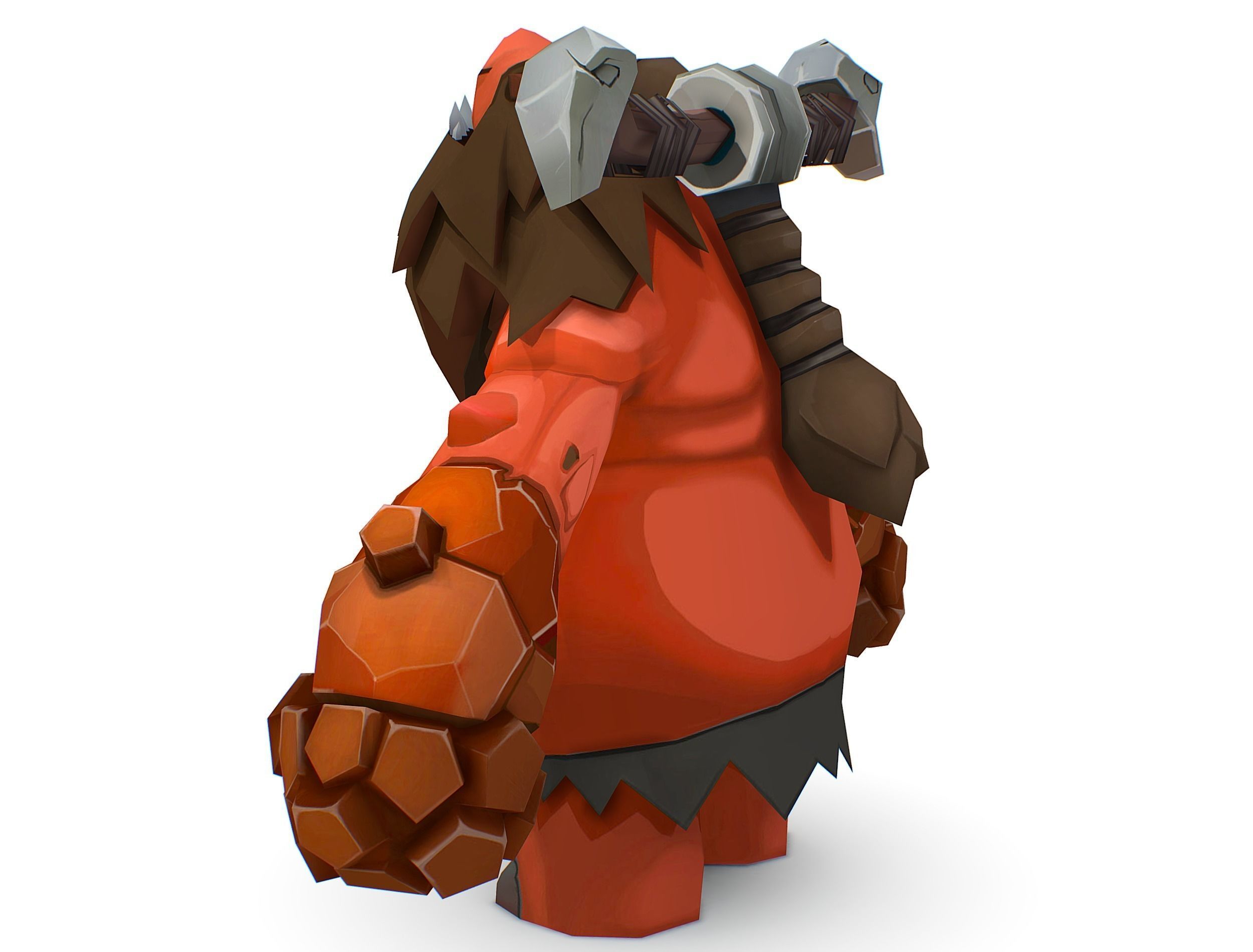 Red Giant Golem Troll Snowman Viking Warrior Iceman Low-poly 3D model_14
