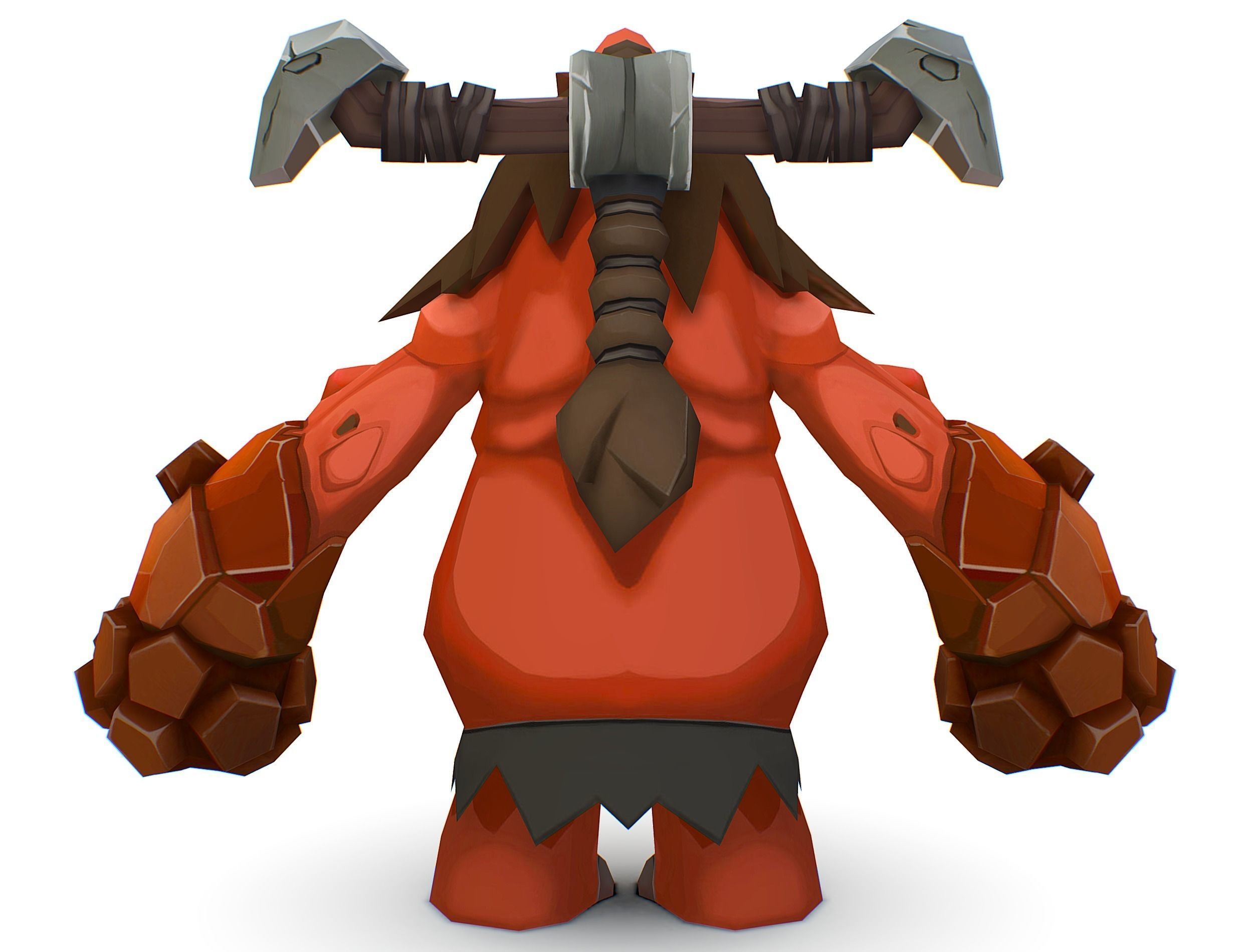 Red Giant Golem Troll Snowman Viking Warrior Iceman Low-poly 3D model_25
