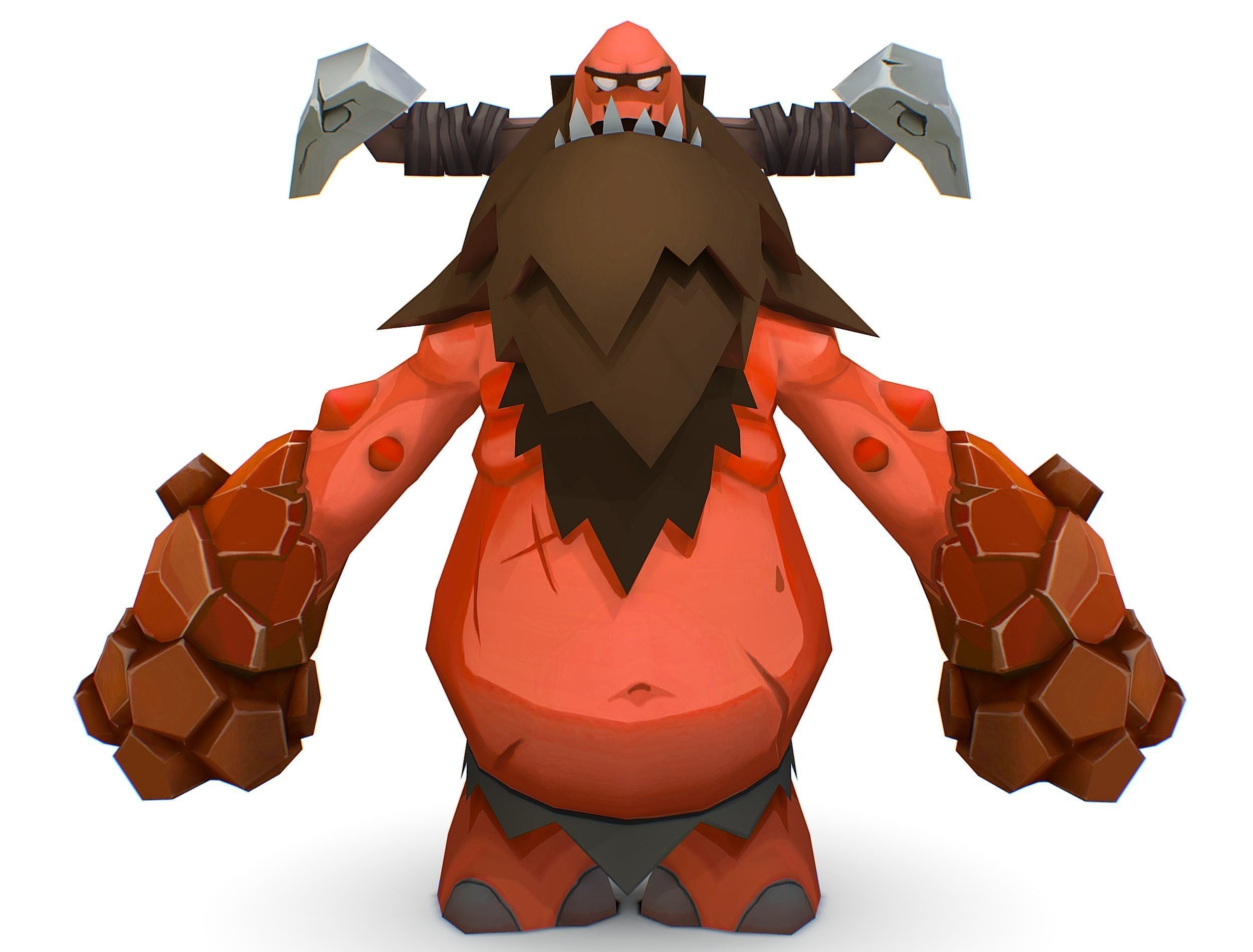 Red Giant Golem Troll Snowman Viking Warrior Iceman Low-poly 3D model_23