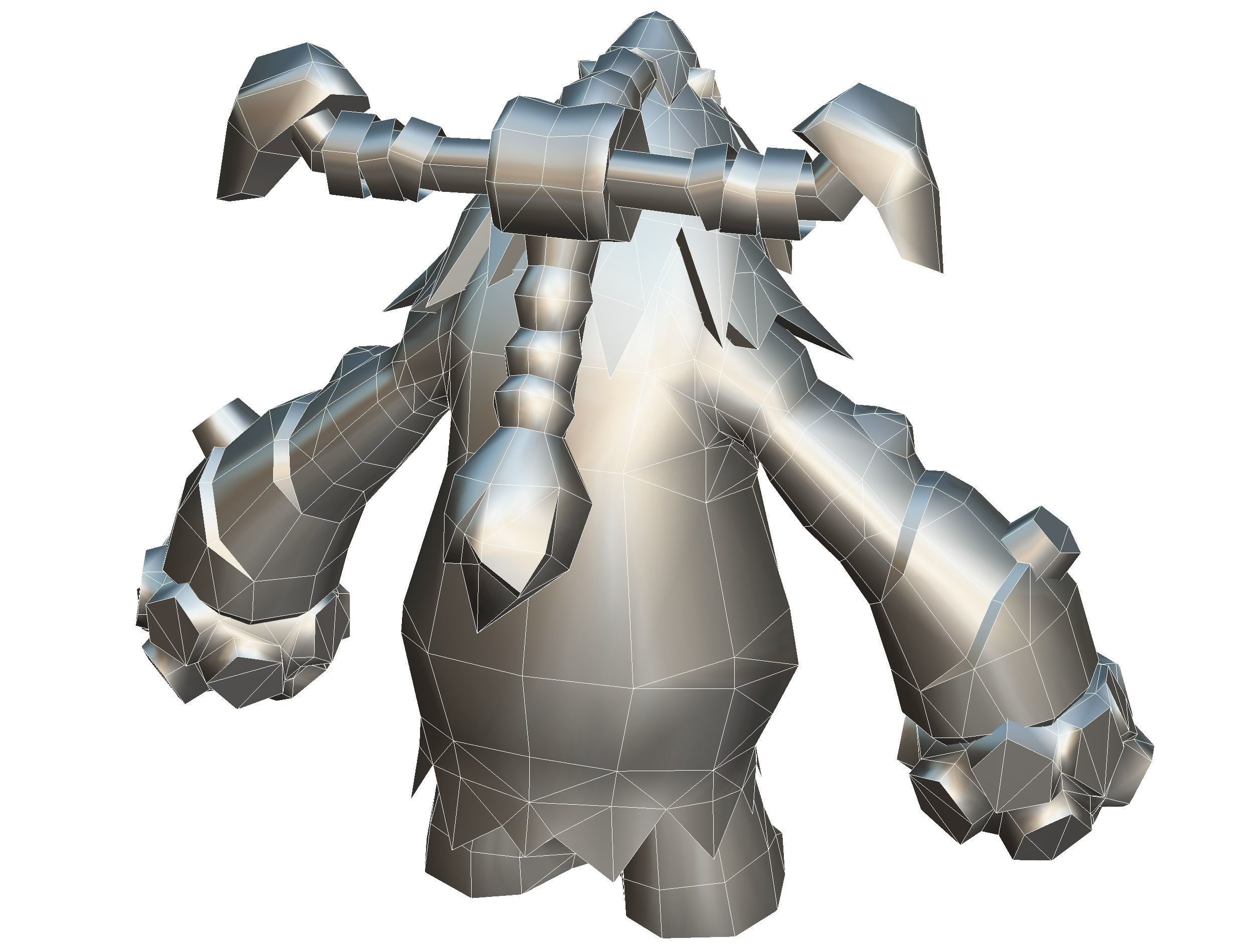 Red Giant Golem Troll Snowman Viking Warrior Iceman Low-poly 3D model_34
