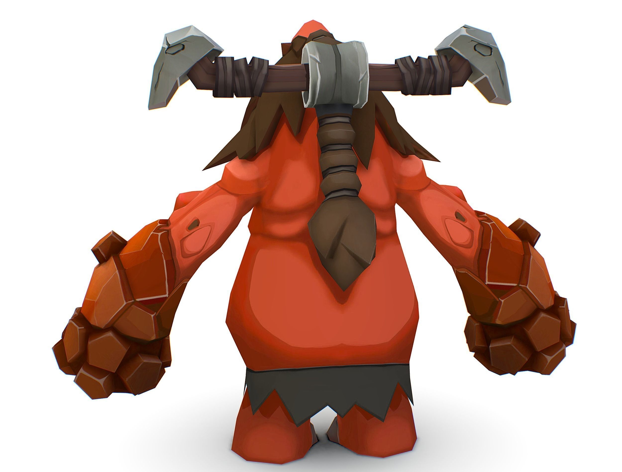 Red Giant Golem Troll Snowman Viking Warrior Iceman Low-poly 3D model_11