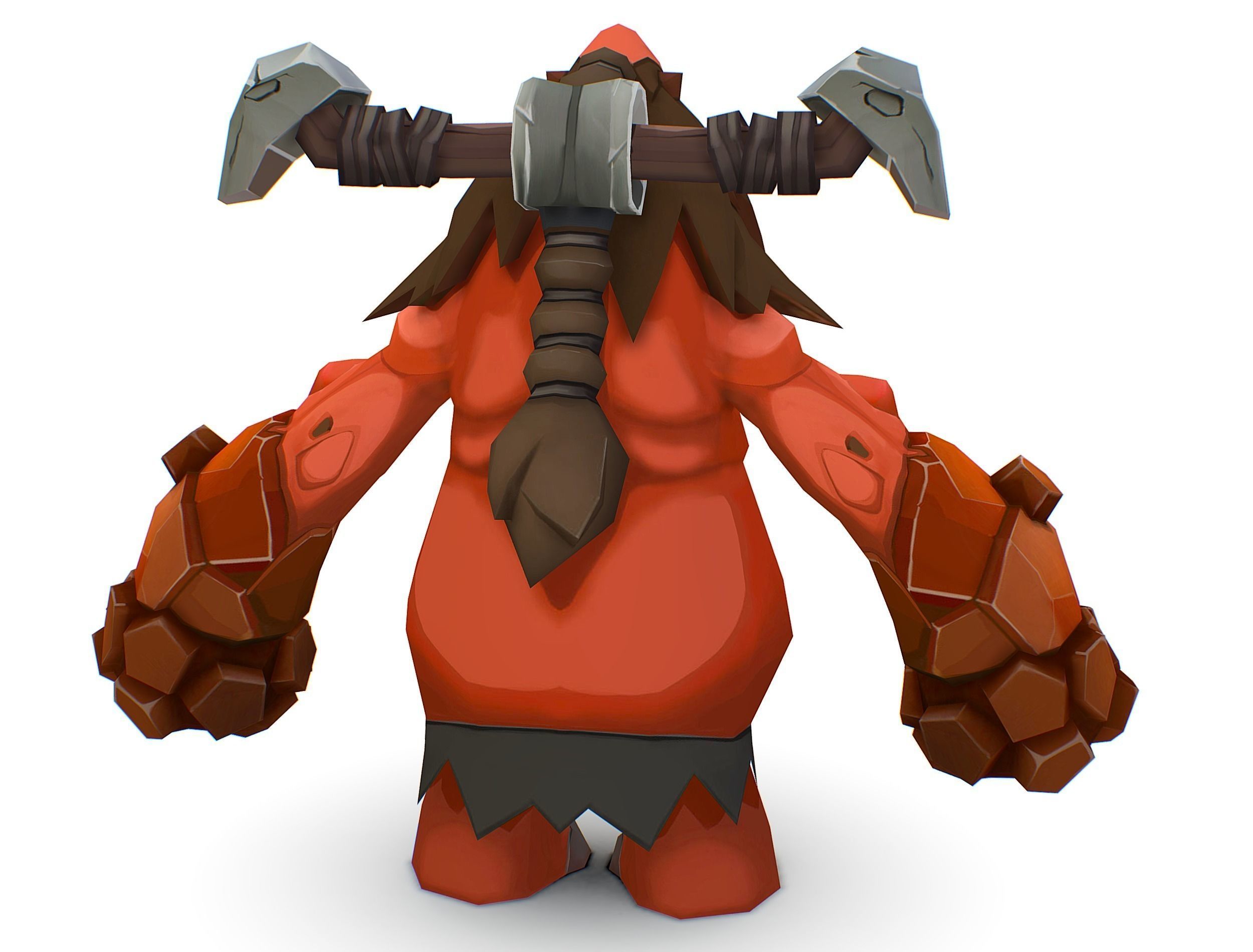 Red Giant Golem Troll Snowman Viking Warrior Iceman Low-poly 3D model_10