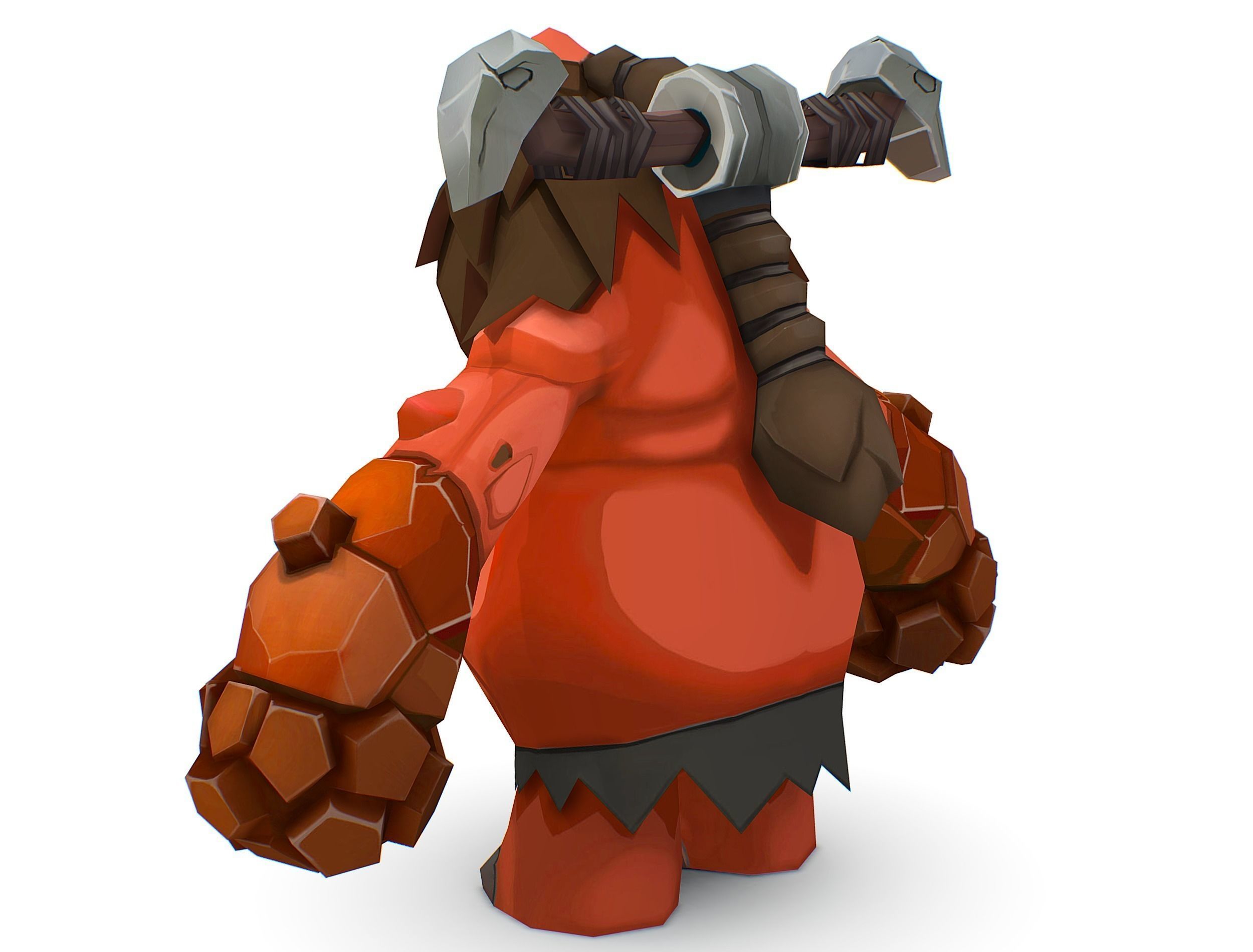 Red Giant Golem Troll Snowman Viking Warrior Iceman Low-poly 3D model_13