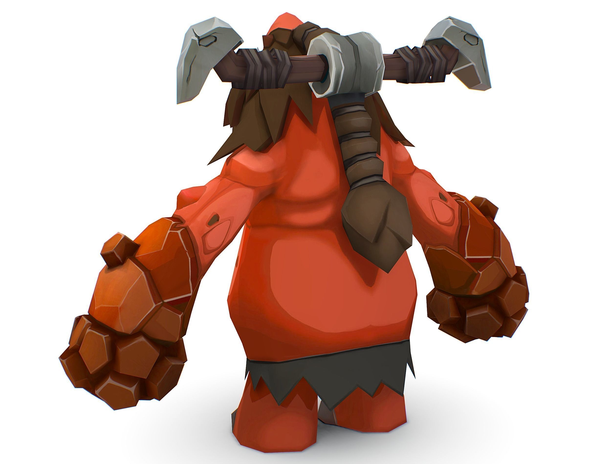 Red Giant Golem Troll Snowman Viking Warrior Iceman Low-poly 3D model_12