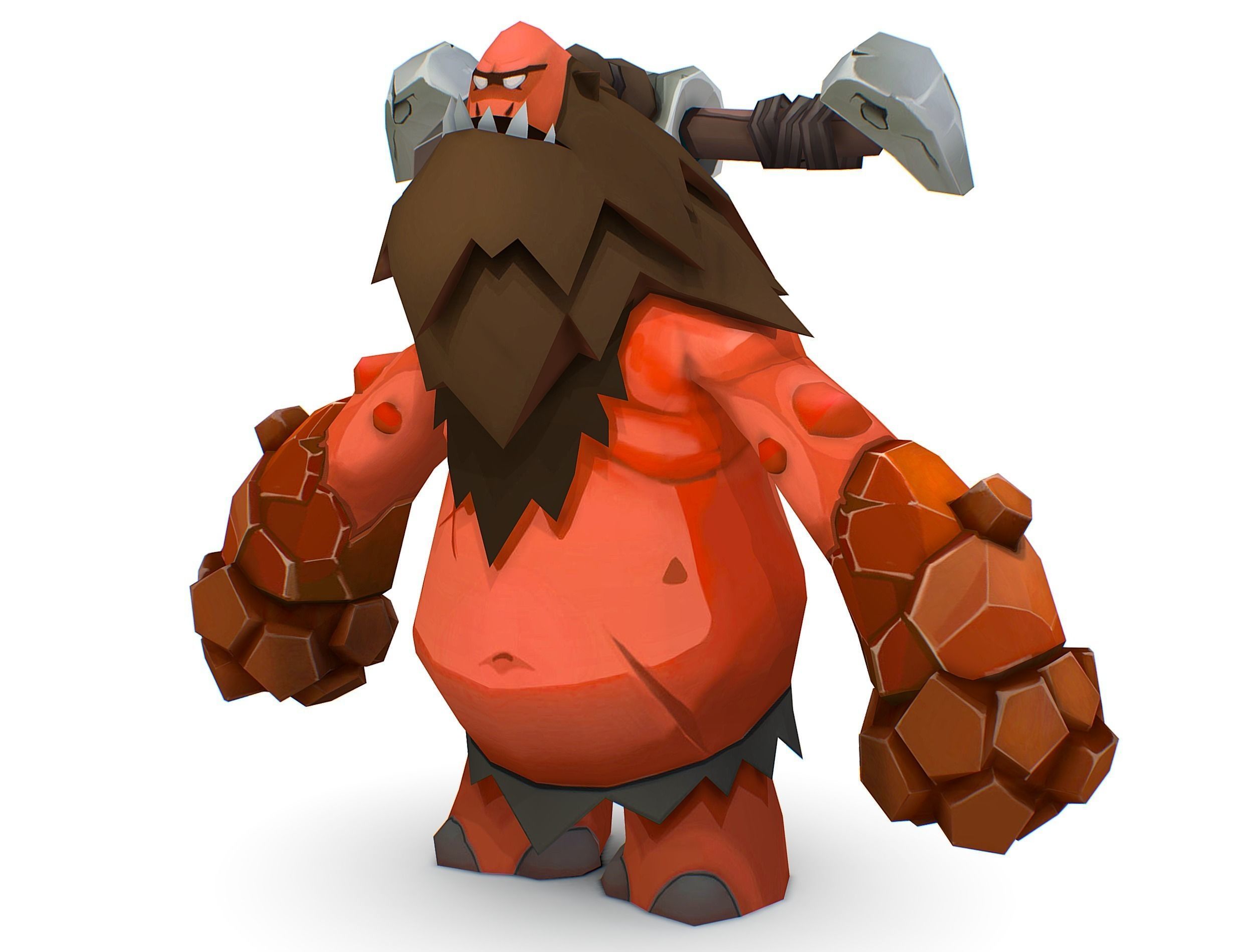 Red Giant Golem Troll Snowman Viking Warrior Iceman Low-poly 3D model_19