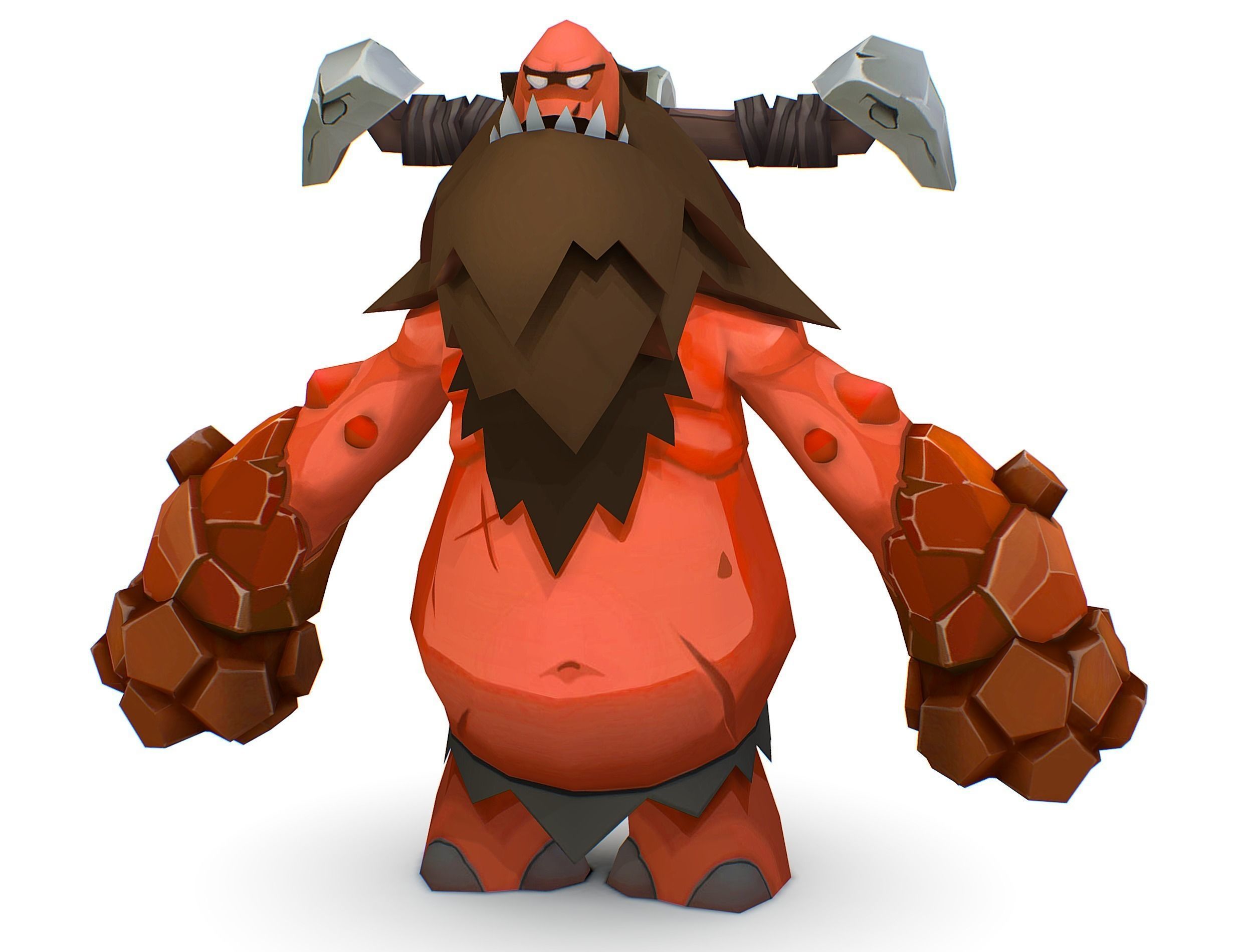 Red Giant Golem Troll Snowman Viking Warrior Iceman Low-poly 3D model_20