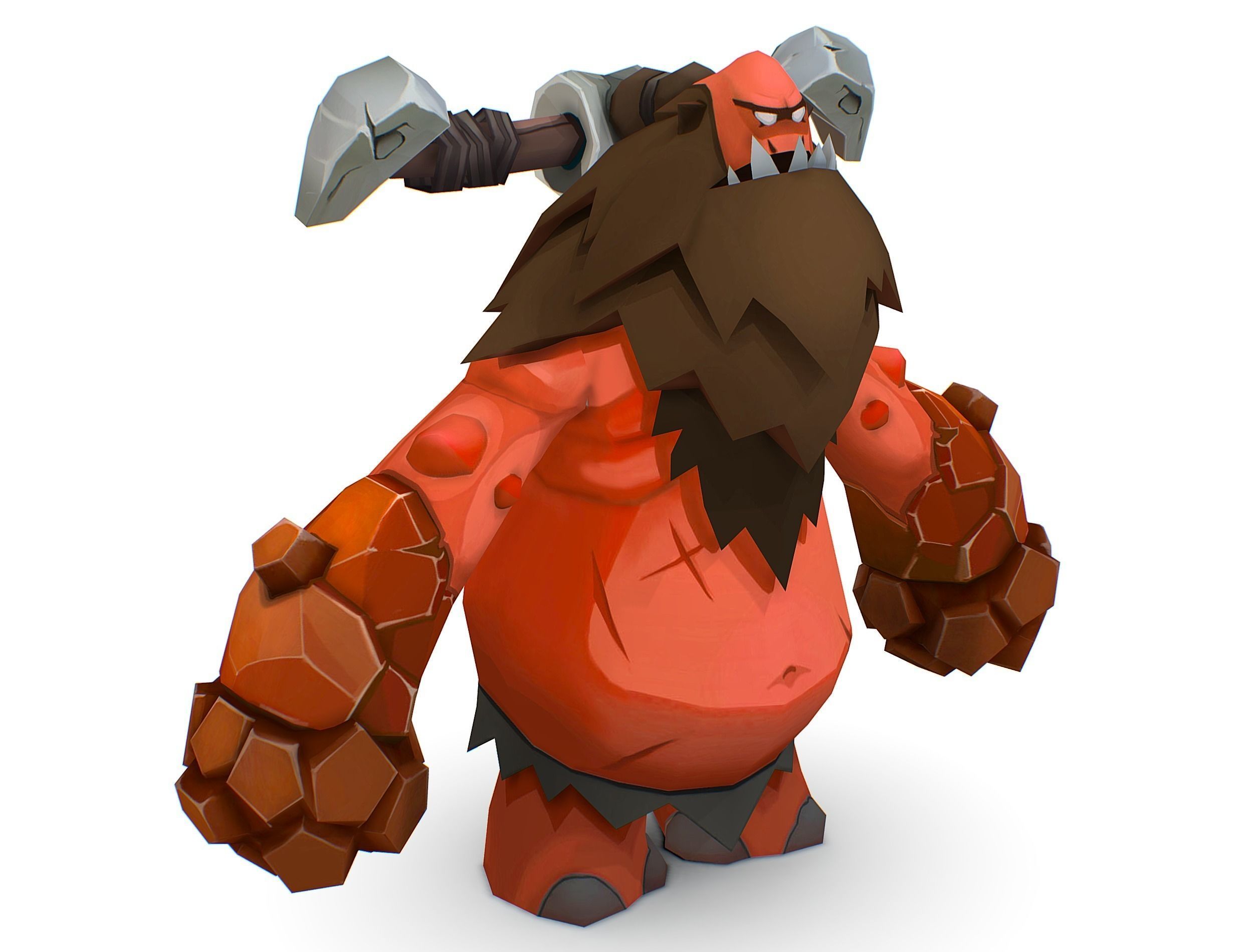 Red Giant Golem Troll Snowman Viking Warrior Iceman Low-poly 3D model_1