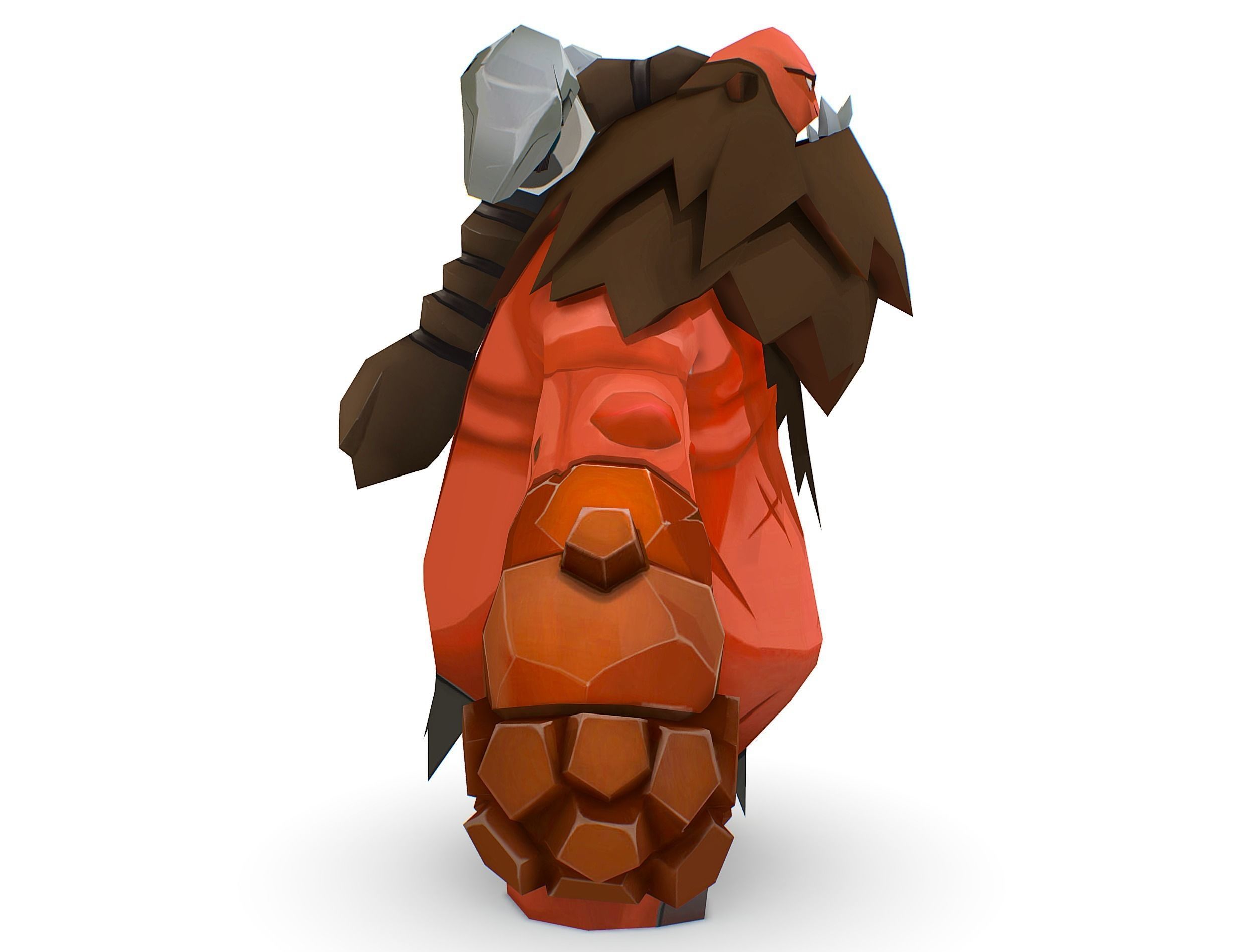 Red Giant Golem Troll Snowman Viking Warrior Iceman Low-poly 3D model_24