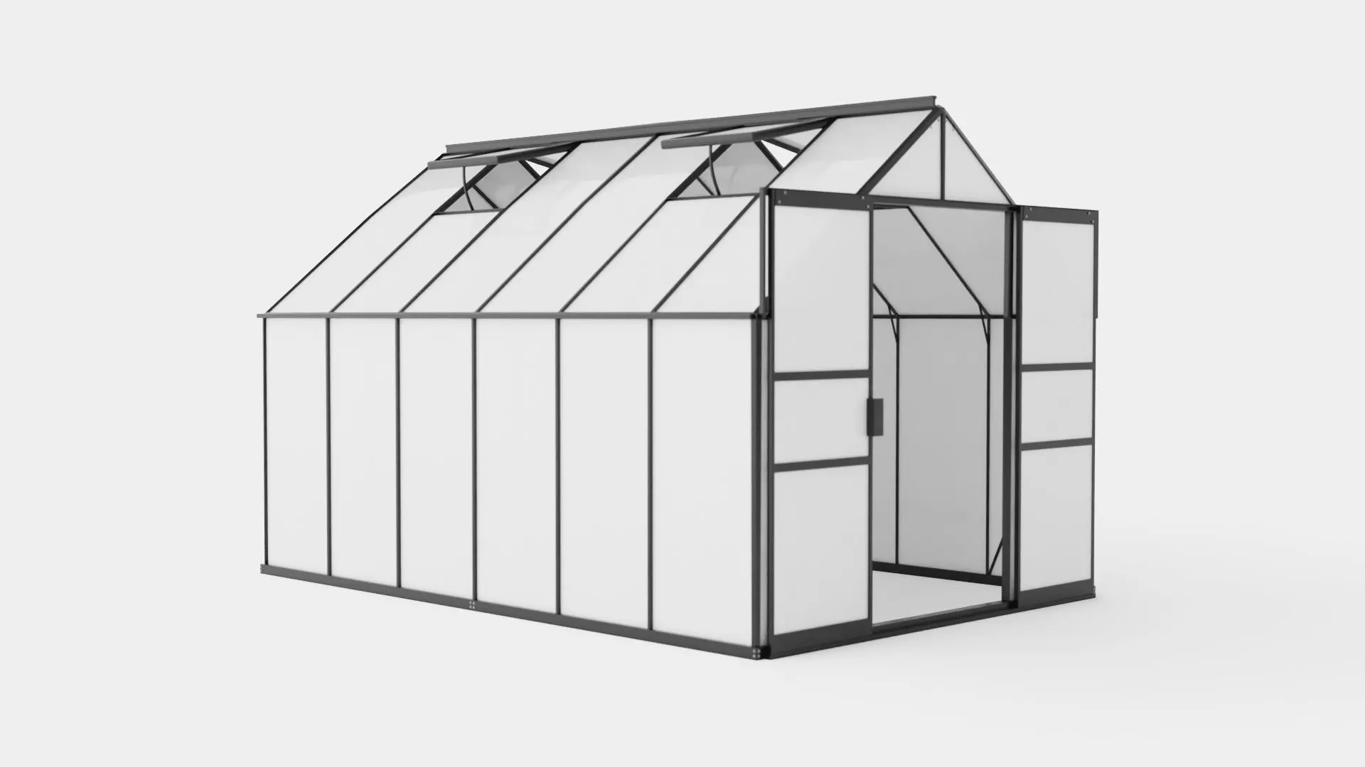 Greenhouse Uranus 9900 Glass Black Low-poly 3D model_0