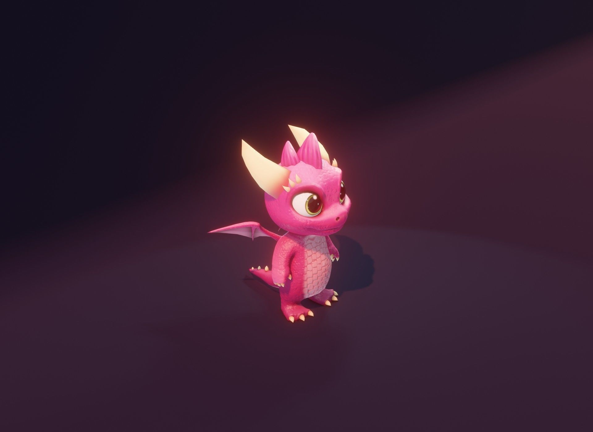 Pink Cartoon Baby Dragon 3d Model Low-poly 3D model_19