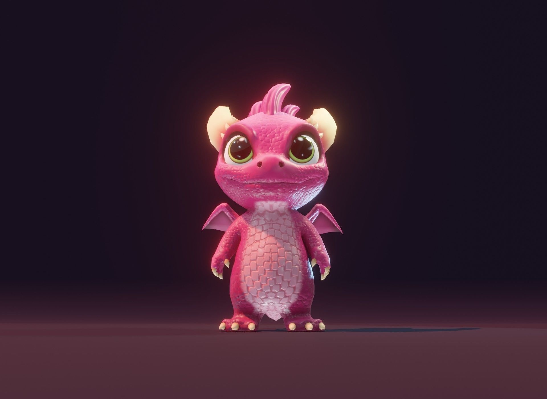 Pink Cartoon Baby Dragon 3d Model Low-poly 3D model_20