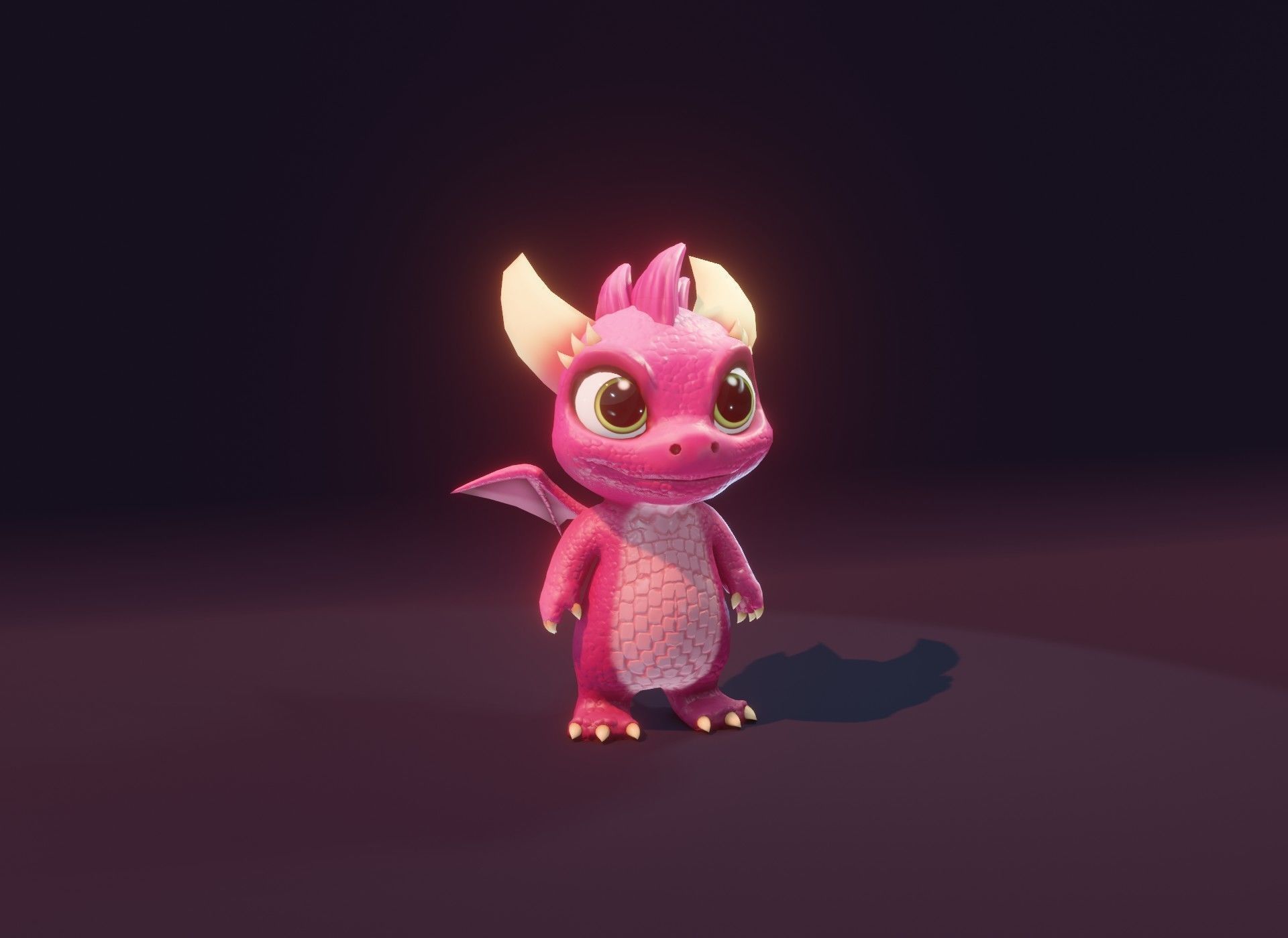 Pink Cartoon Baby Dragon 3d Model Low-poly 3D model_22