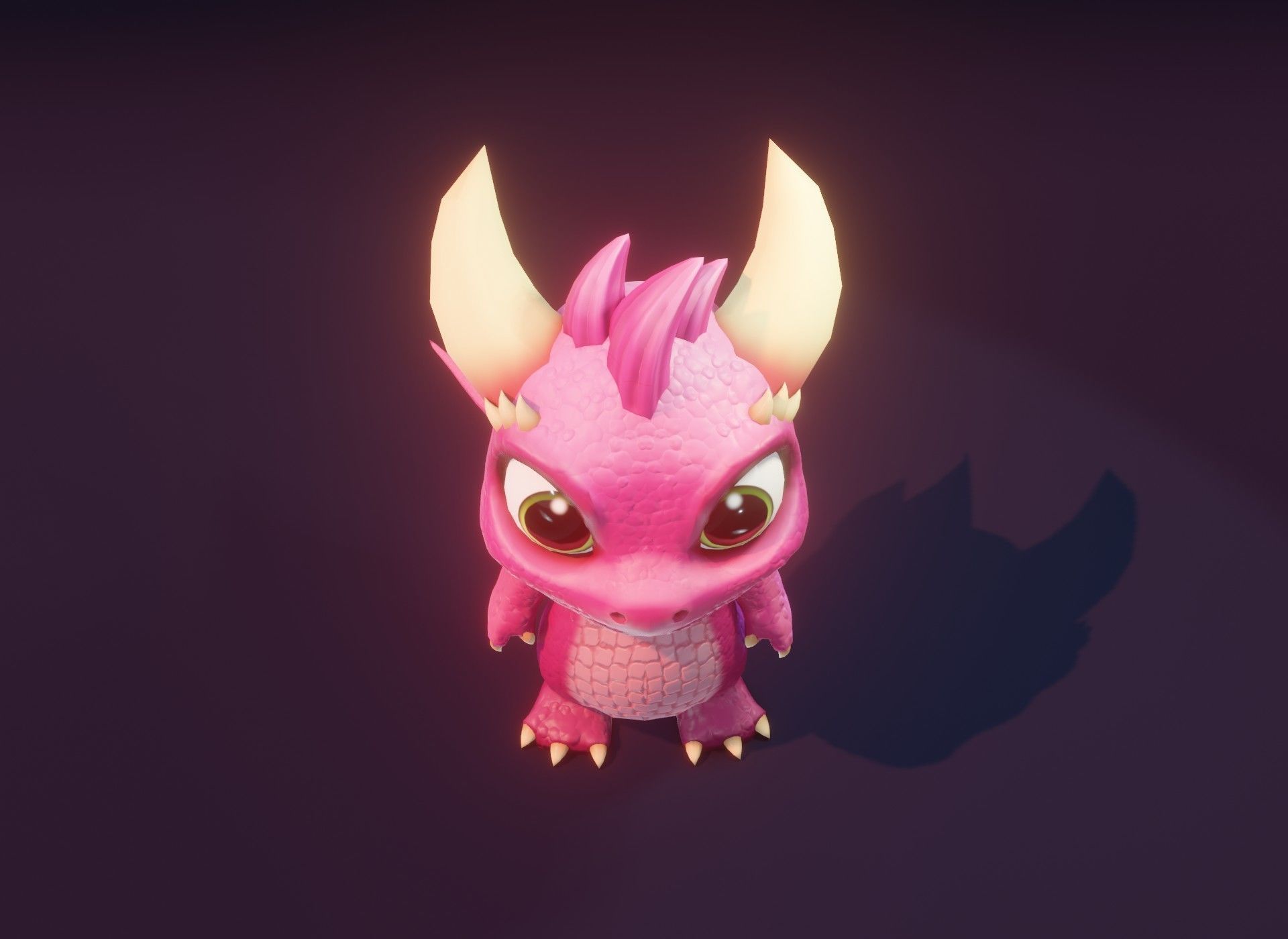 Pink Cartoon Baby Dragon 3d Model Low-poly 3D model_16