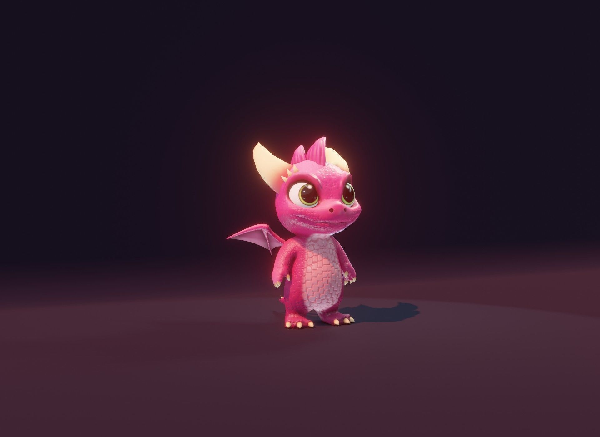 Pink Cartoon Baby Dragon 3d Model Low-poly 3D model_10