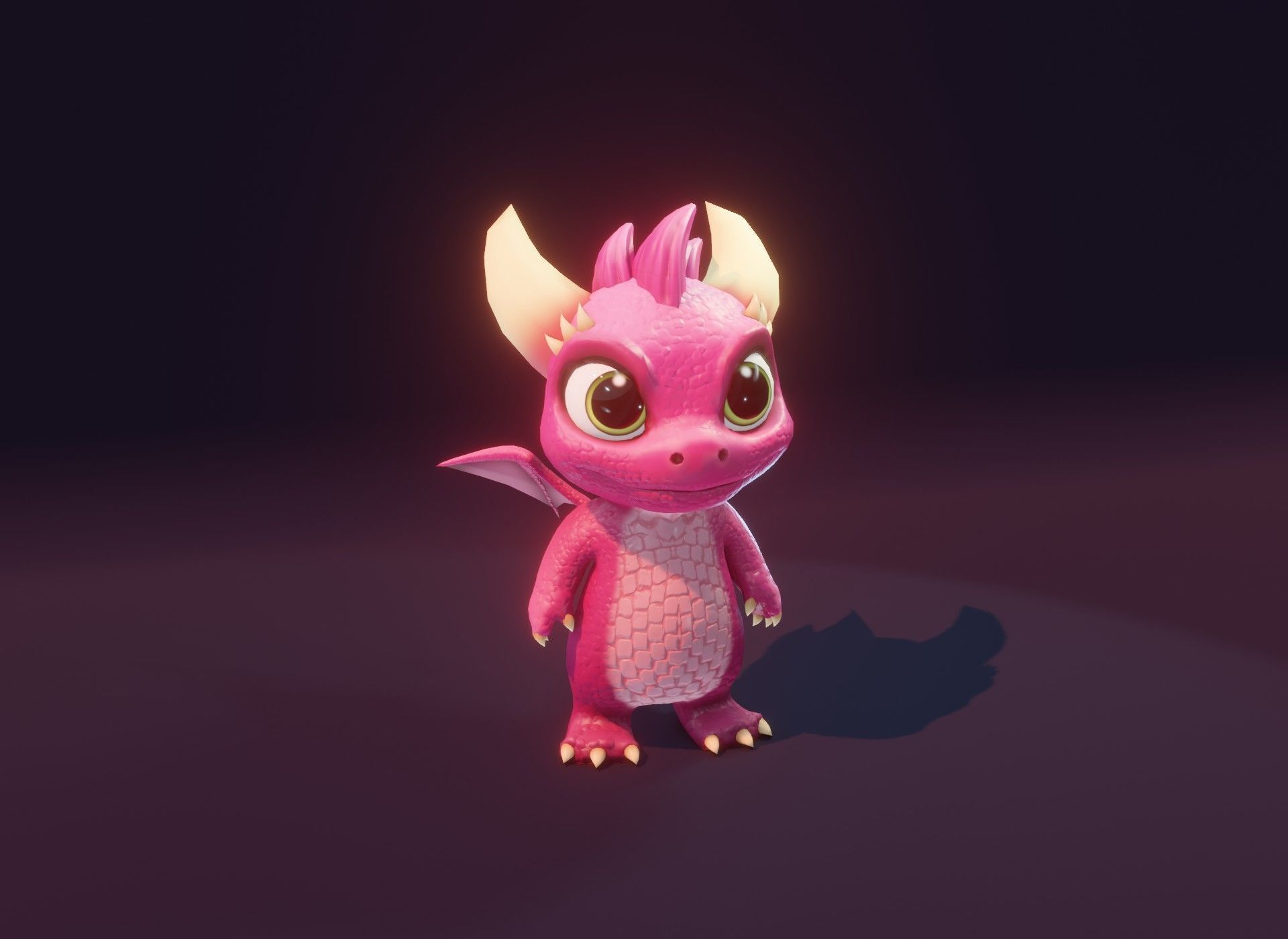 Pink Cartoon Baby Dragon 3d Model Low-poly 3D model_5