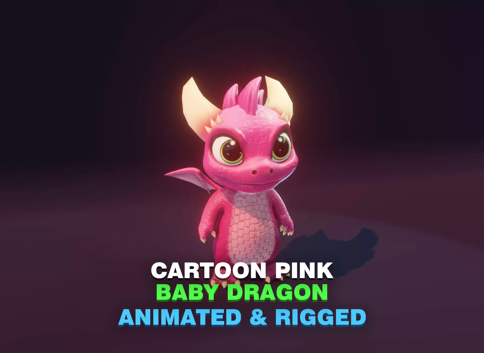 Pink Cartoon Baby Dragon 3d Model Low-poly 3D model_0