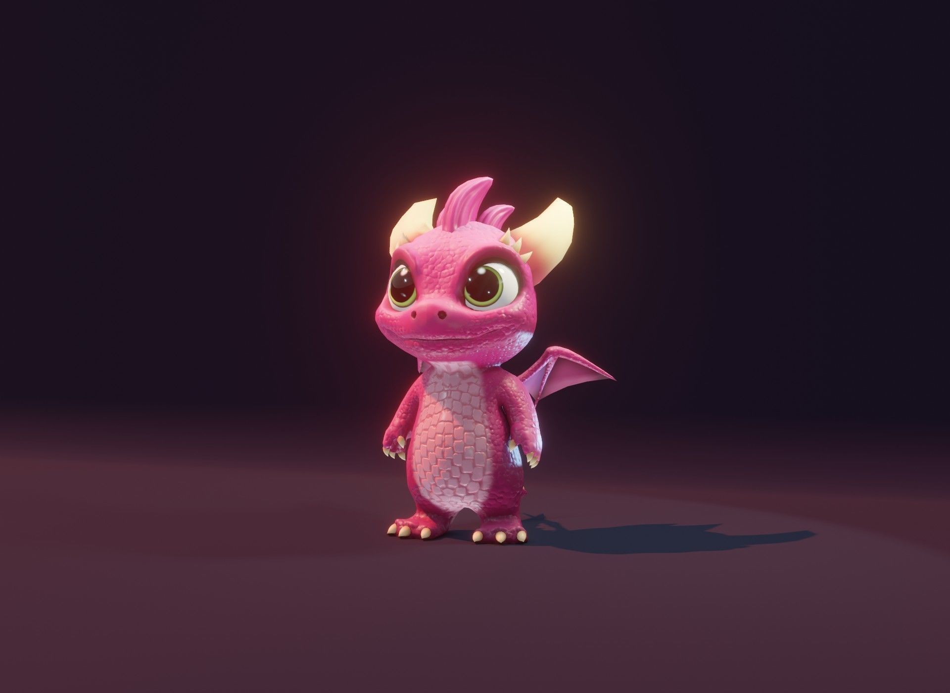Pink Cartoon Baby Dragon 3d Model Low-poly 3D model_14