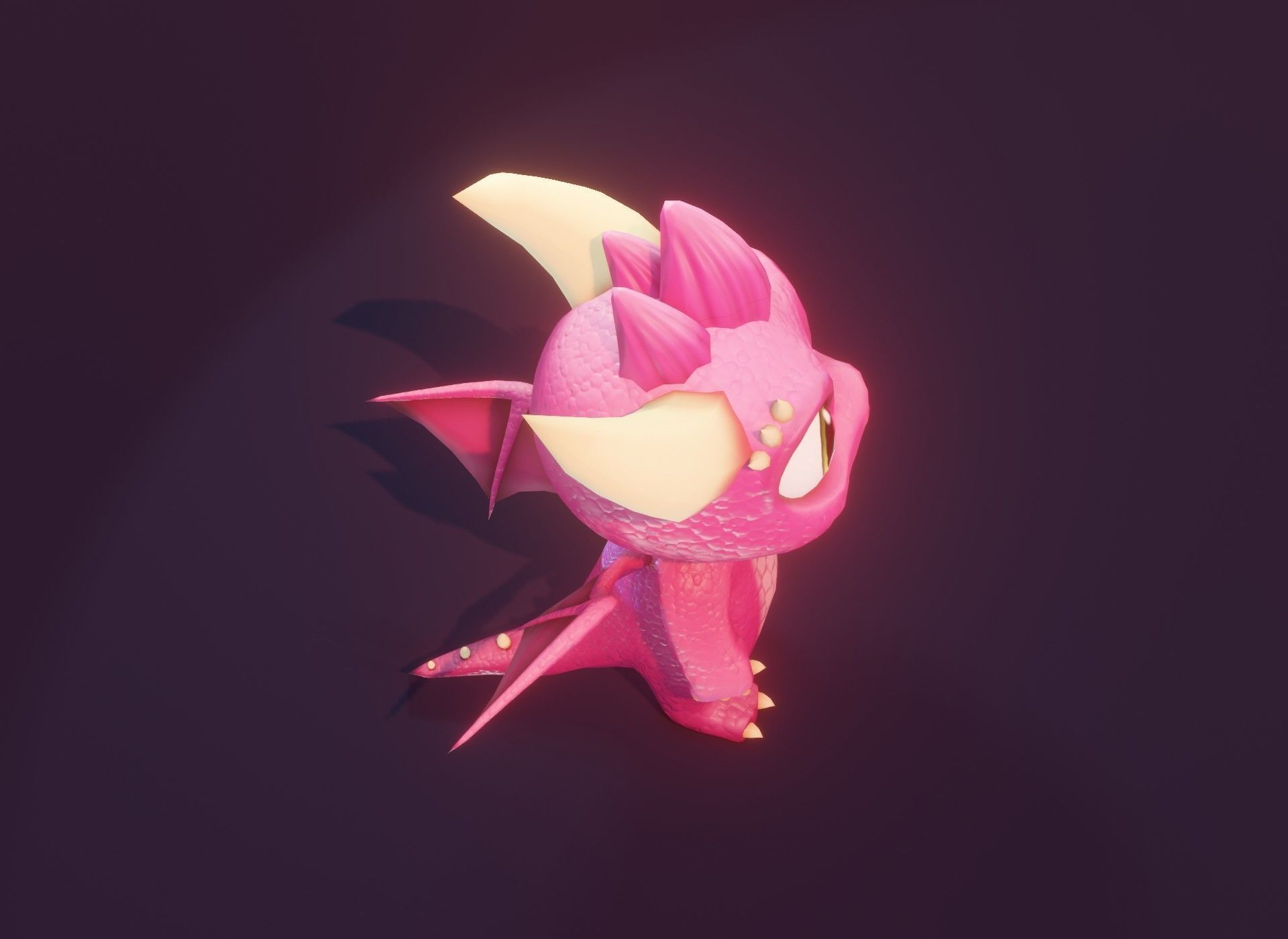 Pink Cartoon Baby Dragon 3d Model Low-poly 3D model_21
