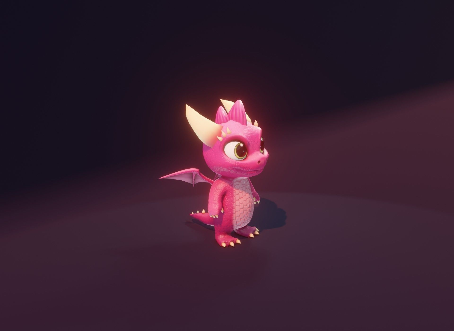 Pink Cartoon Baby Dragon 3d Model Low-poly 3D model_17