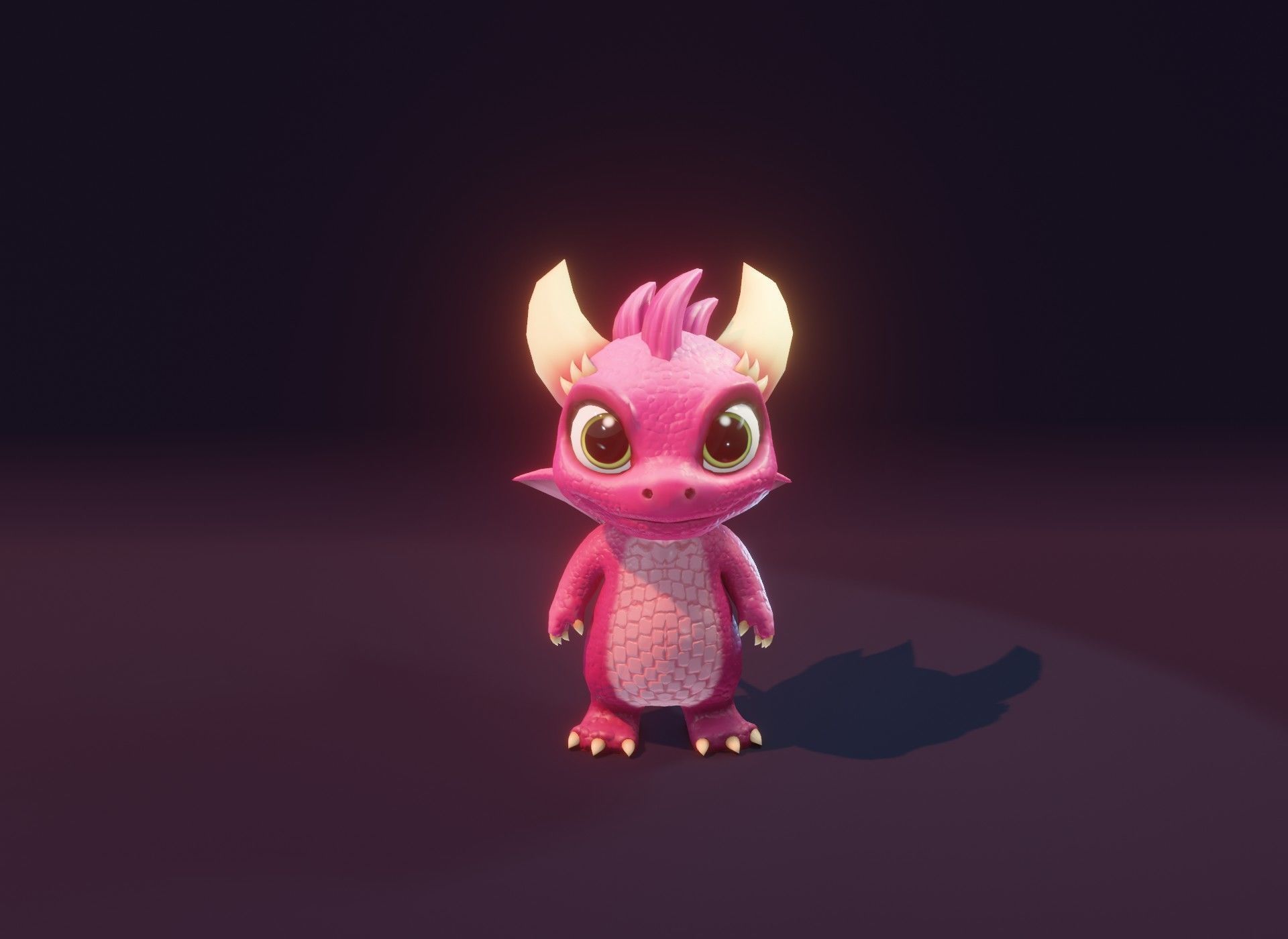 Pink Cartoon Baby Dragon 3d Model Low-poly 3D model_9