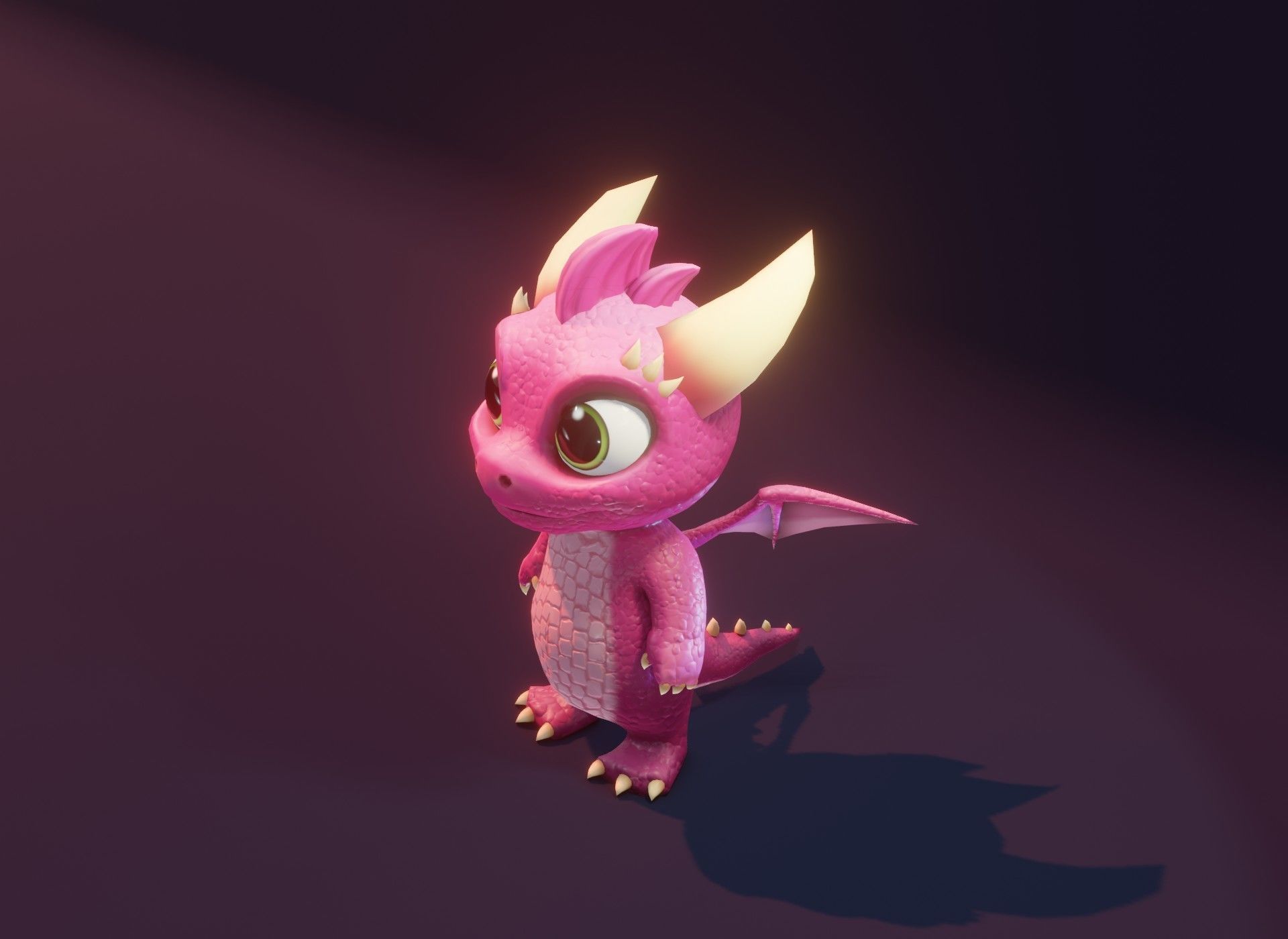 Pink Cartoon Baby Dragon 3d Model Low-poly 3D model_18