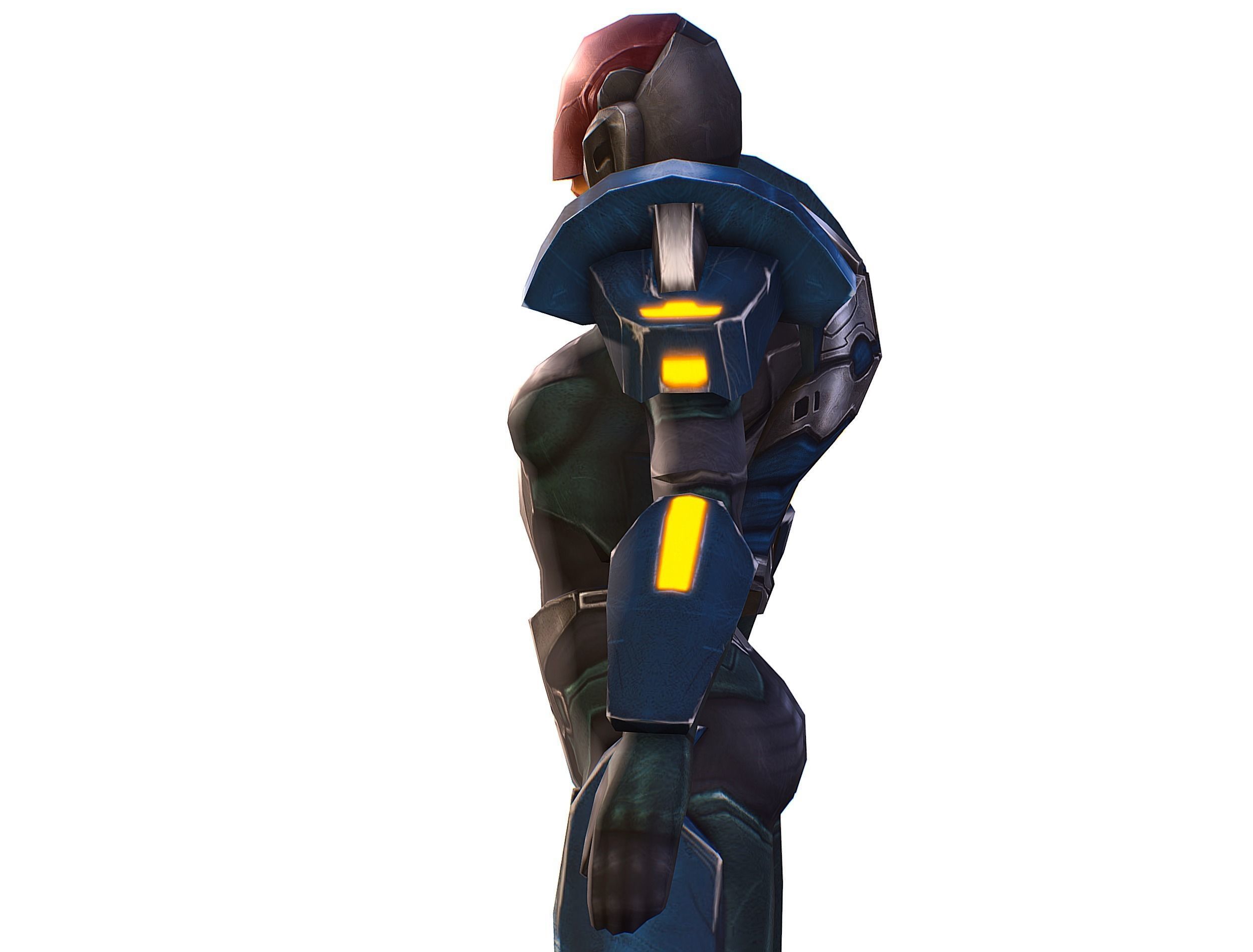 Woman Cyborg - Female Soldier with Rifle and Pistol Low-poly 3D model_30