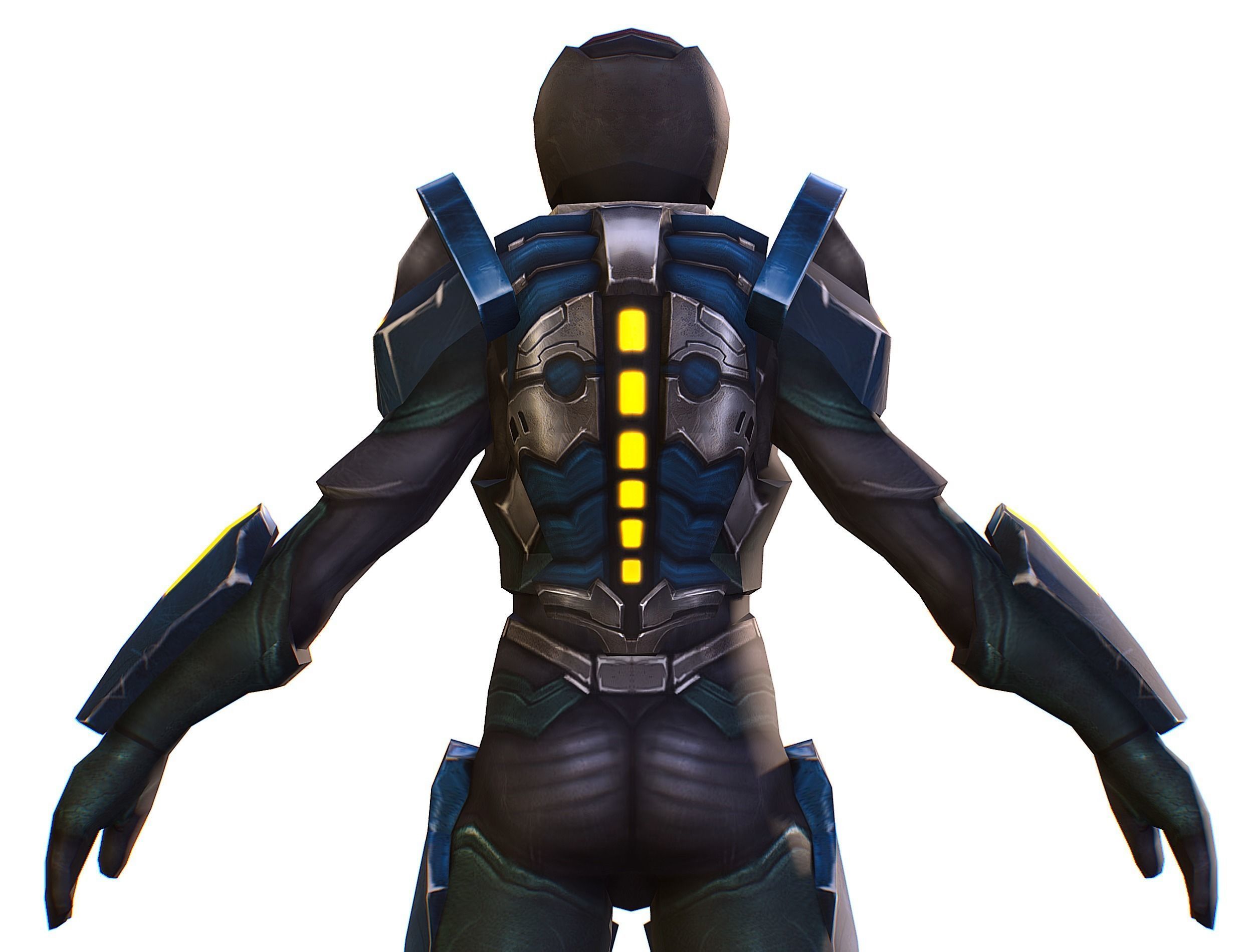 Woman Cyborg - Female Soldier with Rifle and Pistol Low-poly 3D model_26