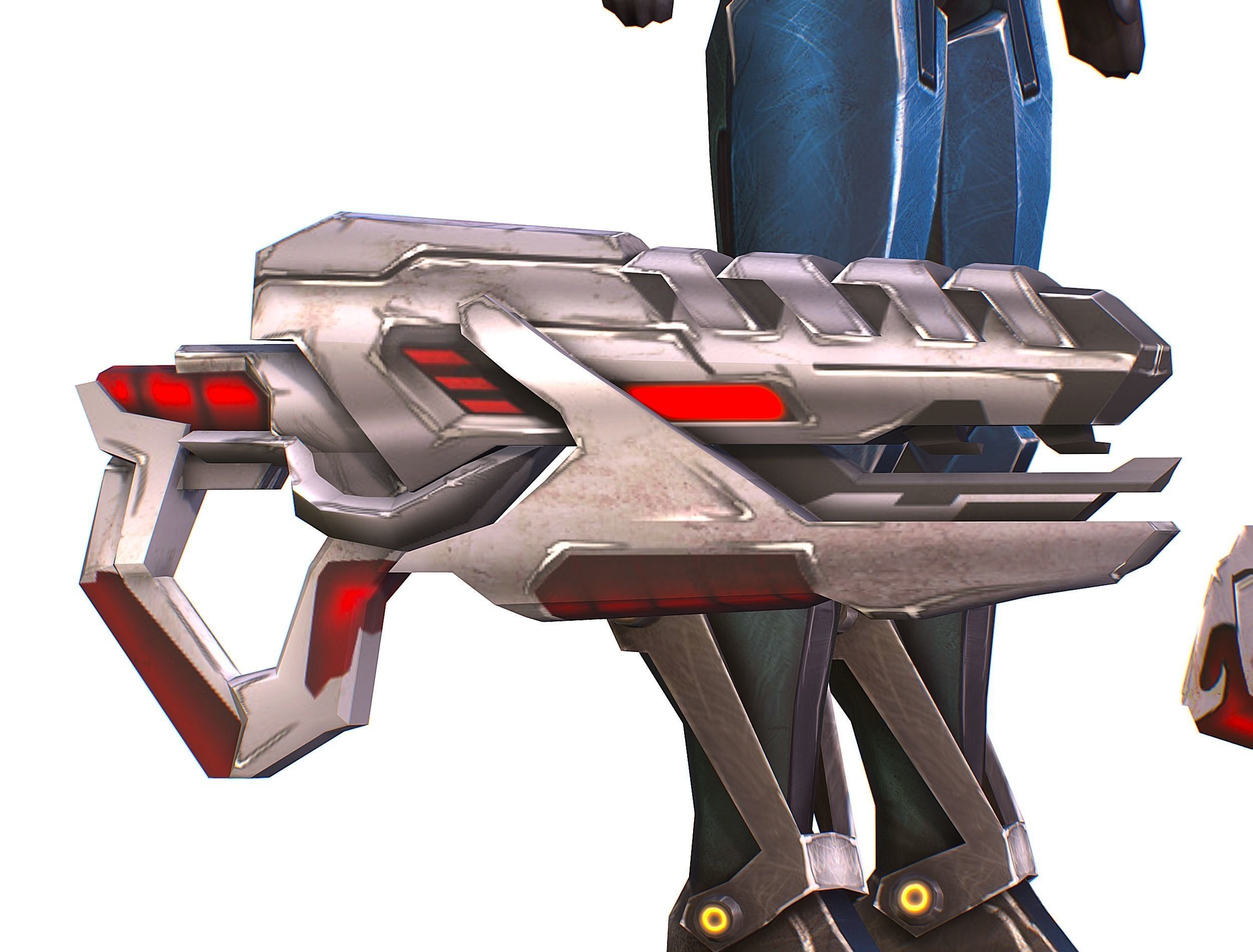 Woman Cyborg - Female Soldier with Rifle and Pistol Low-poly 3D model_37