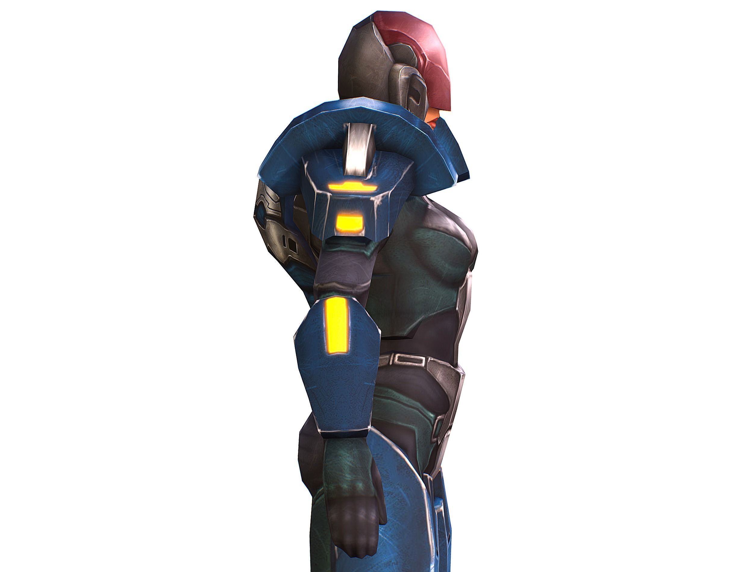 Woman Cyborg - Female Soldier with Rifle and Pistol Low-poly 3D model_29