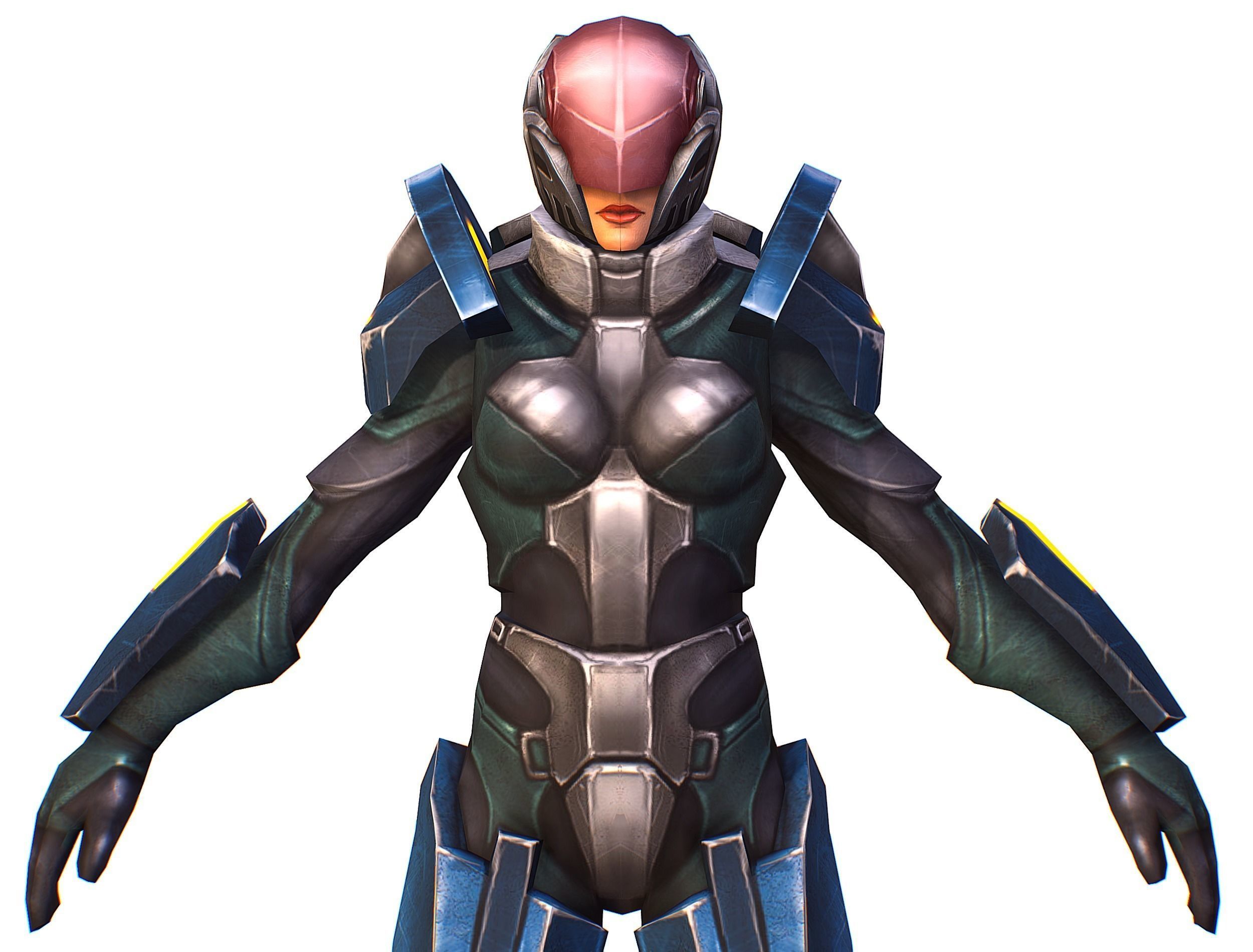 Woman Cyborg - Female Soldier with Rifle and Pistol Low-poly 3D model_23