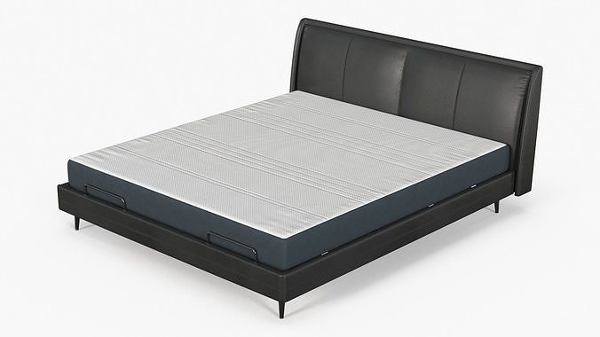 Smart Electric Bed Black 3D model 7