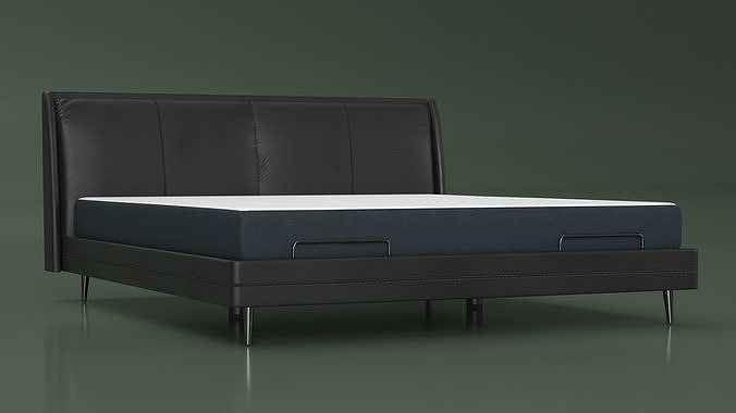 Smart Electric Bed Black 3D model 5