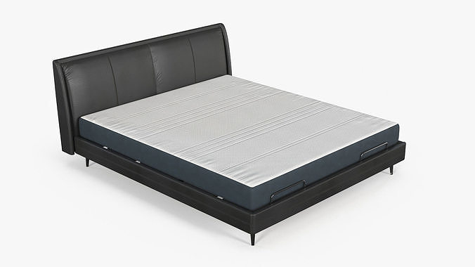 Smart Electric Bed Black 3D model 6
