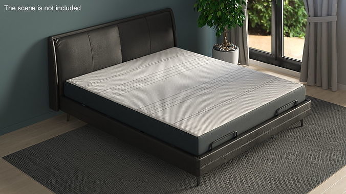 Smart Electric Bed Black 3D model 2