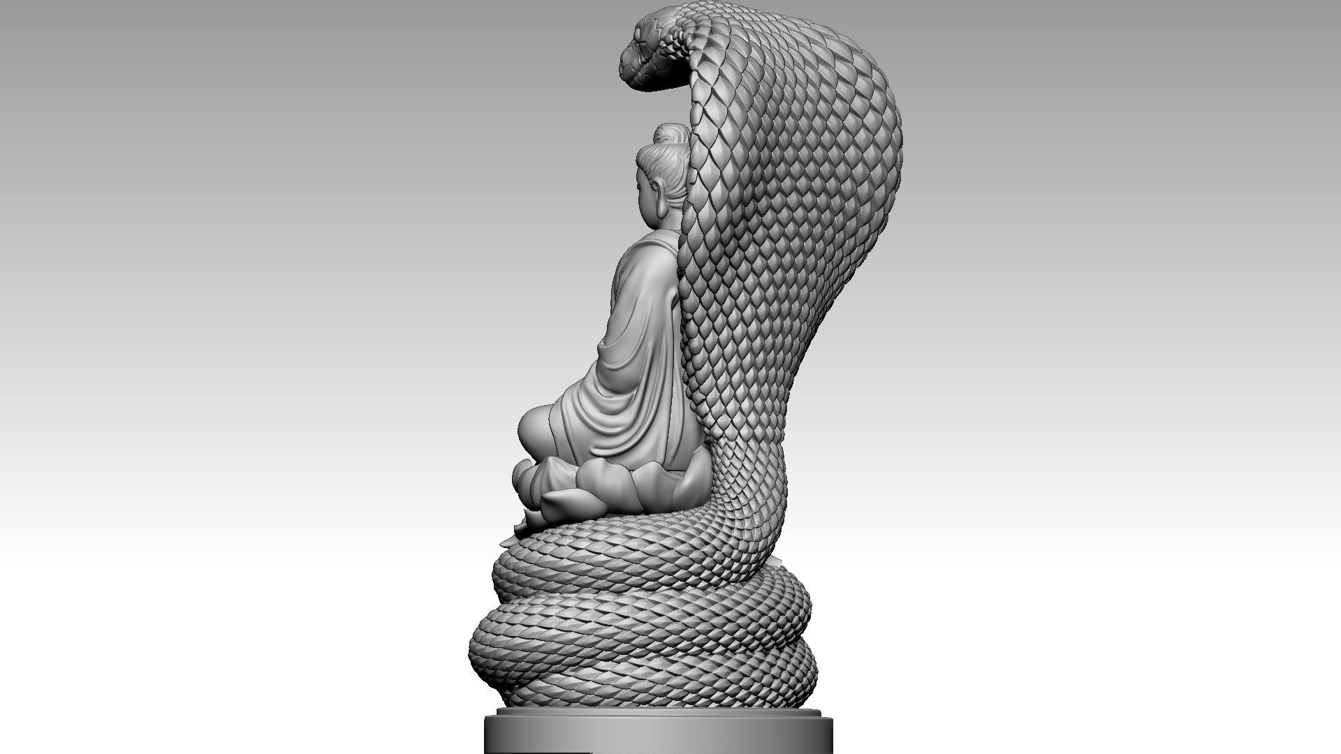 Buddha and snake 3D print model_3