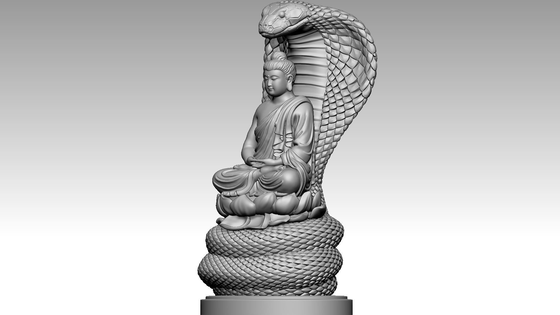 Buddha and snake 3D print model_1