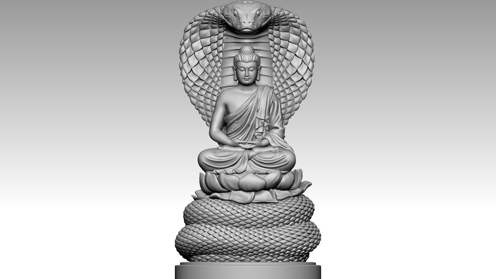 Buddha and snake 3D print model_0