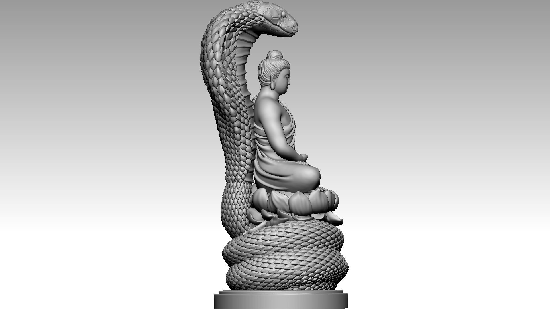 Buddha and snake 3D print model_6