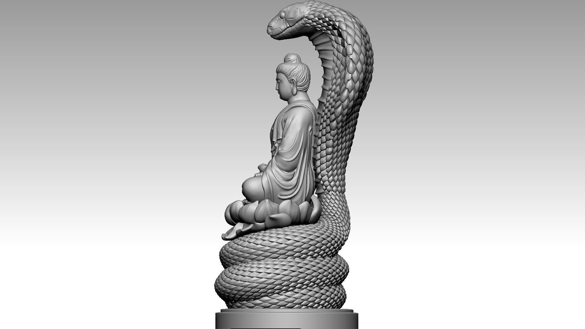 Buddha and snake 3D print model_2