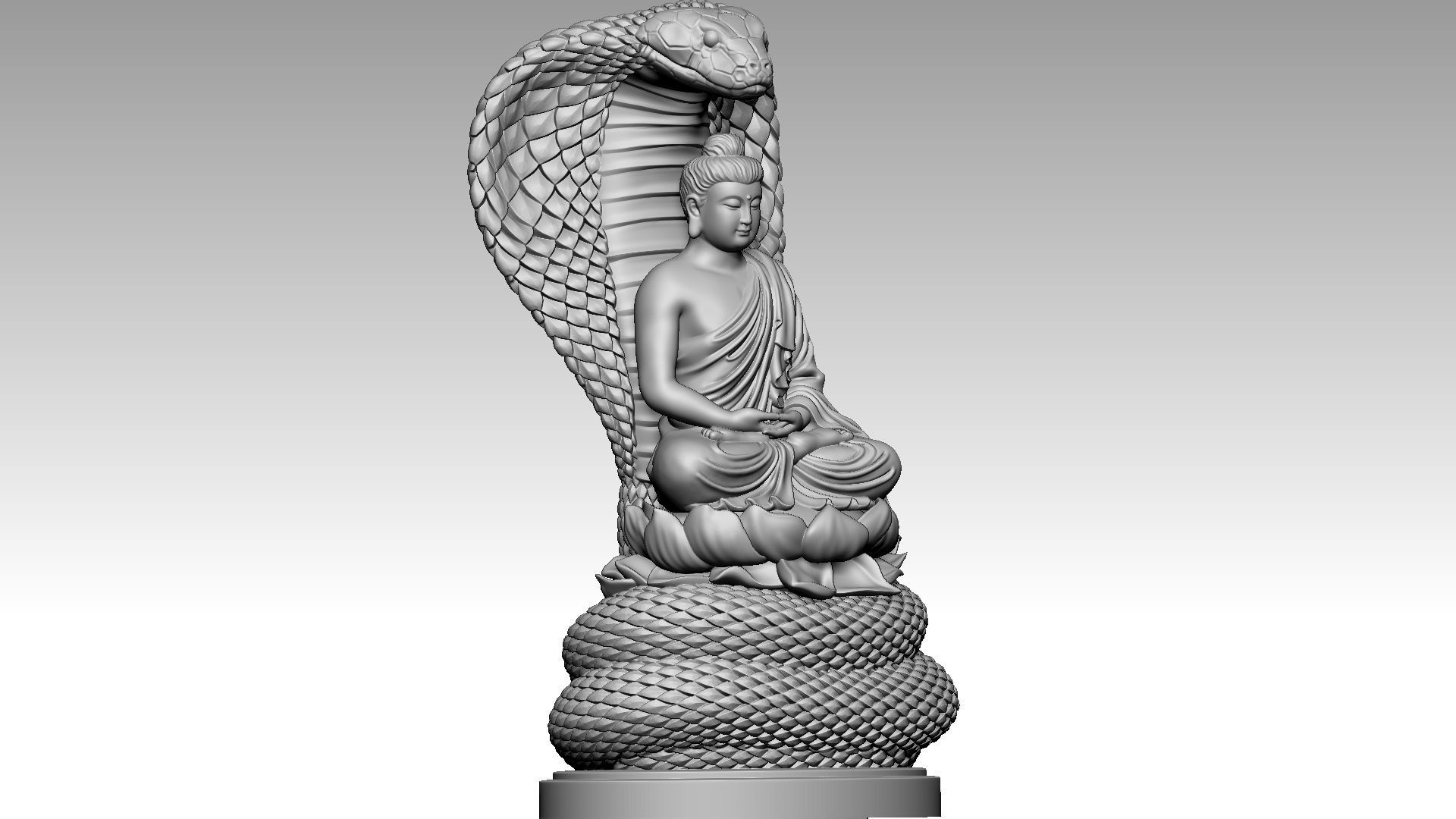 Buddha and snake 3D print model_7