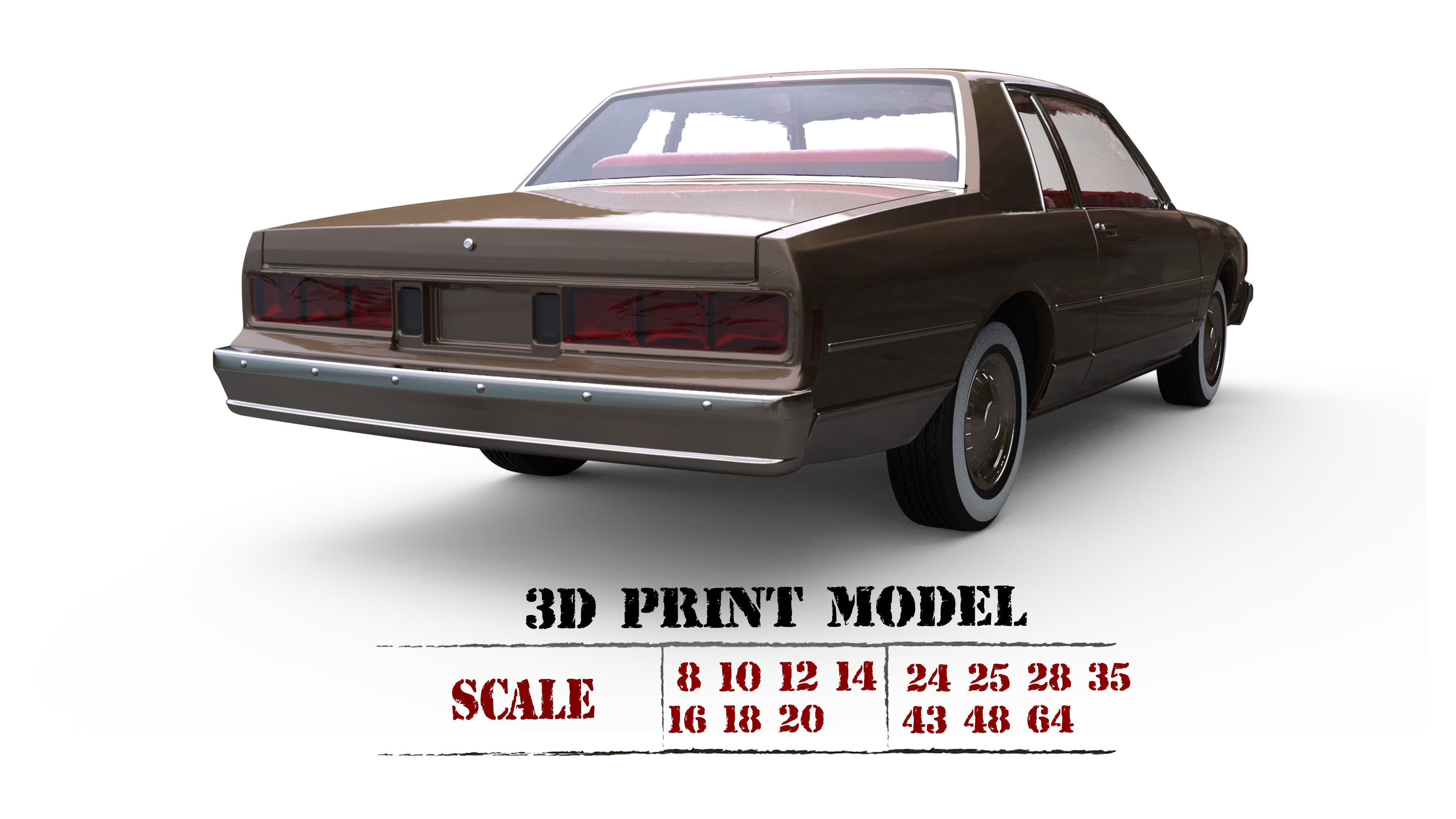 Third gen chevy Caprice Classic 2 Door stl model car parts 3D print model_1