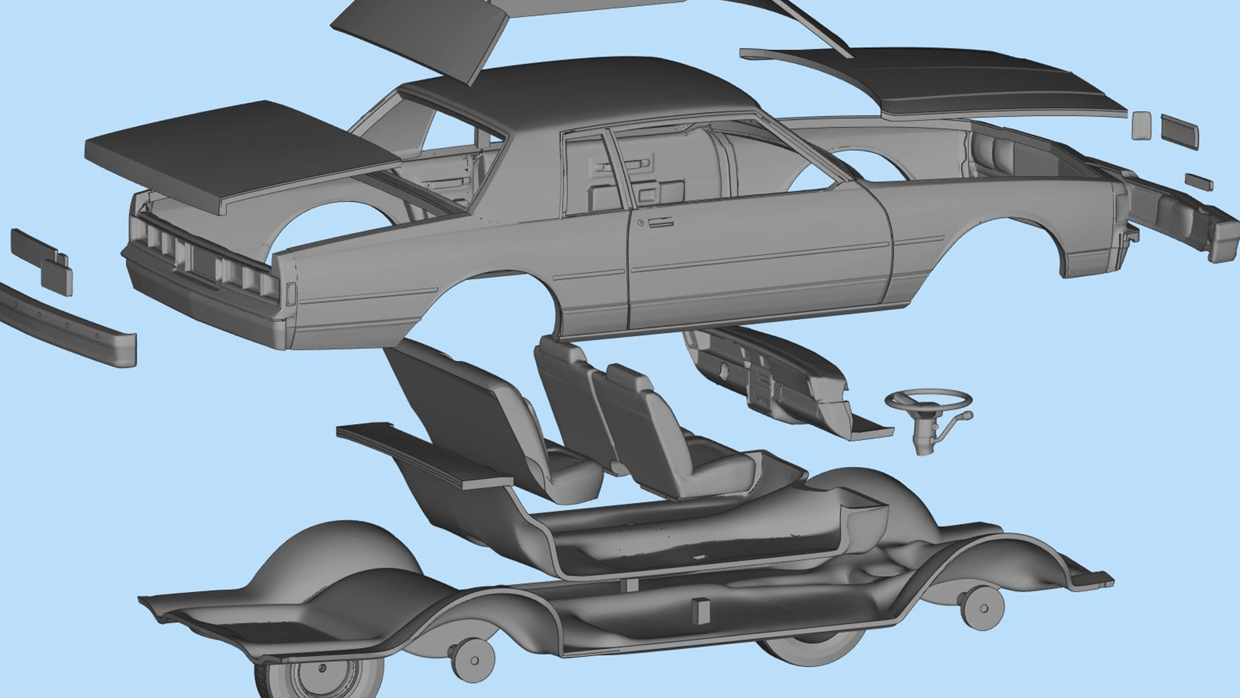 Third gen chevy Caprice Classic 2 Door stl model car parts 3D print model_11