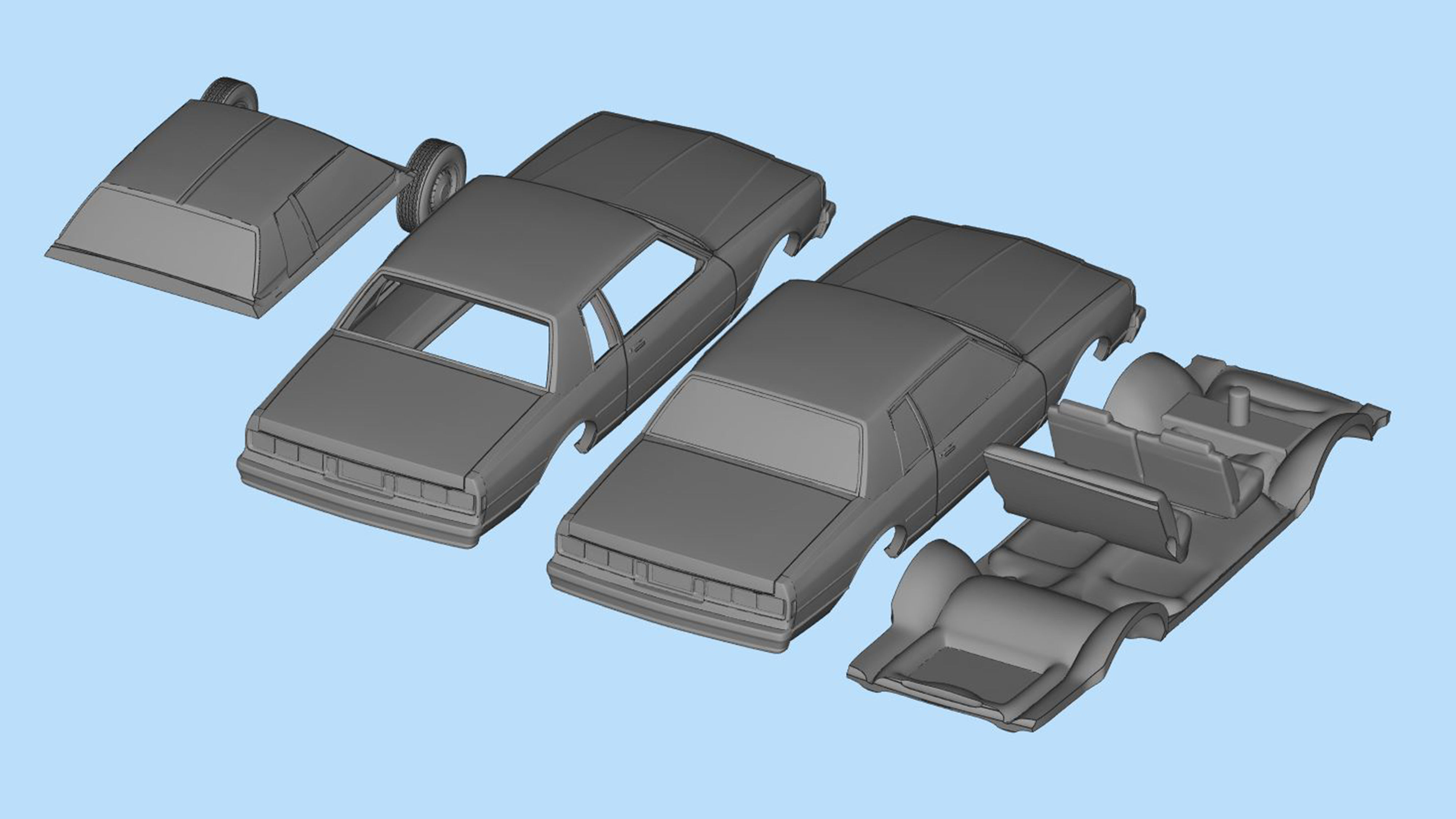 Third gen chevy Caprice Classic 2 Door stl model car parts 3D print model_12