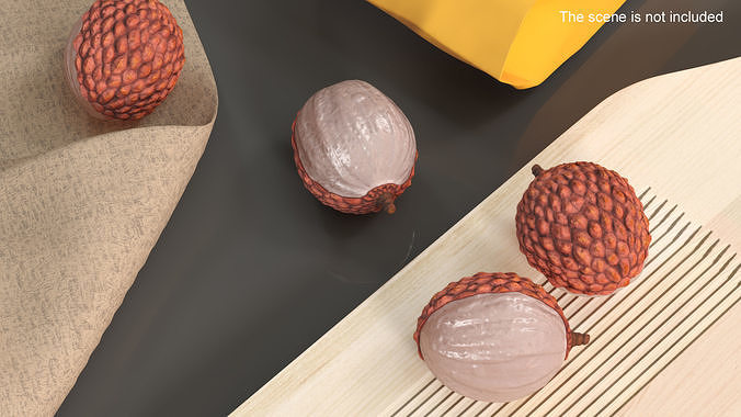 Half Peeled Lychee Pink 3D model 2